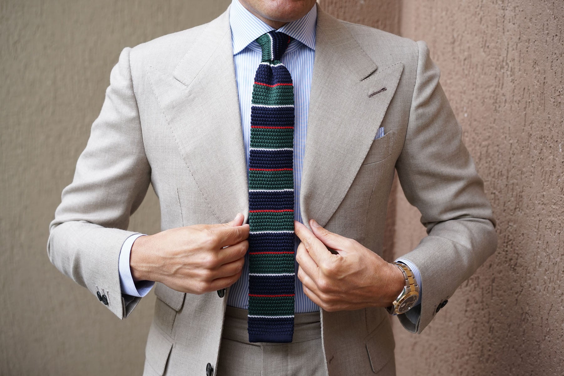 Costanza Blue & Green Knitted Tie