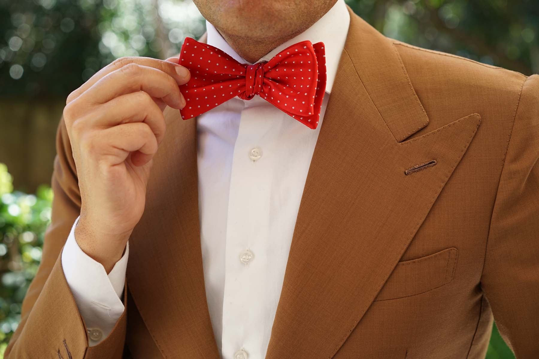 Red Bow Tie Untied with White Polka Dots