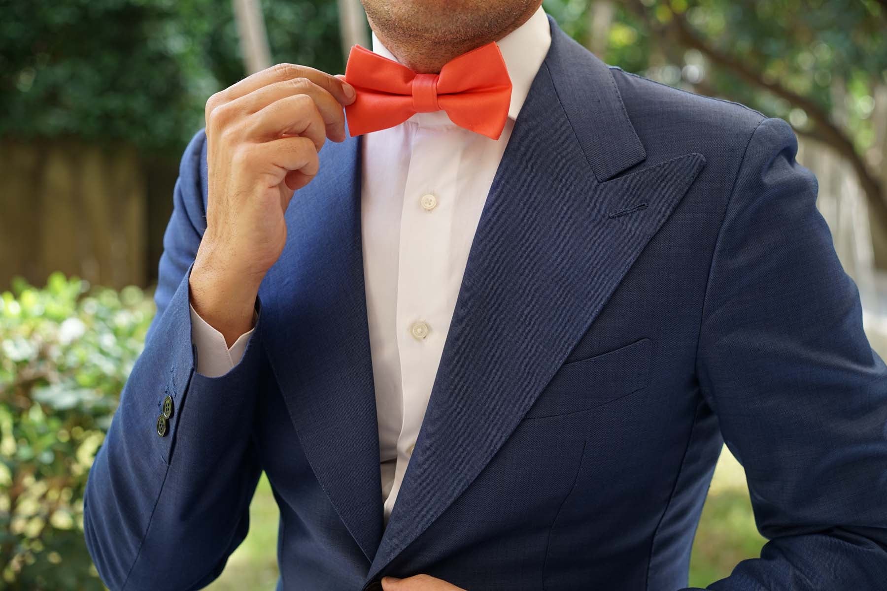 Coral Pink Cotton Bow Tie