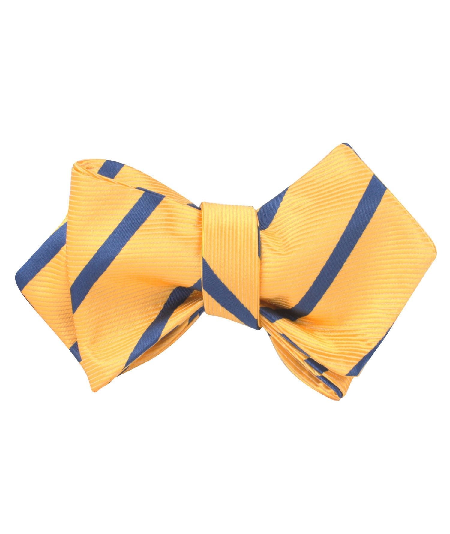 Yellow Pencil Stripe Diamond Self Bow Tie