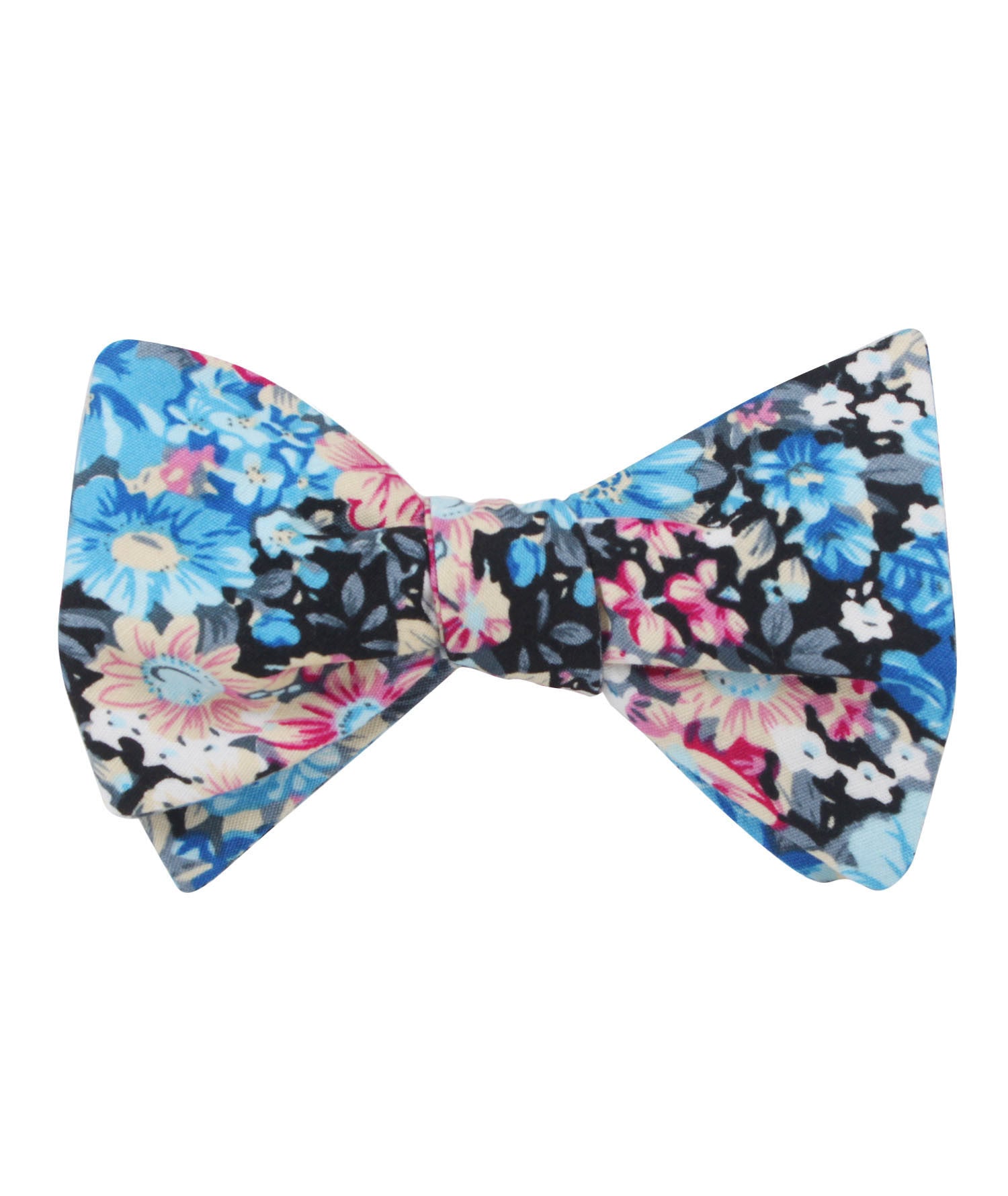 Blue Water Lilies Floral Self Bow Tie