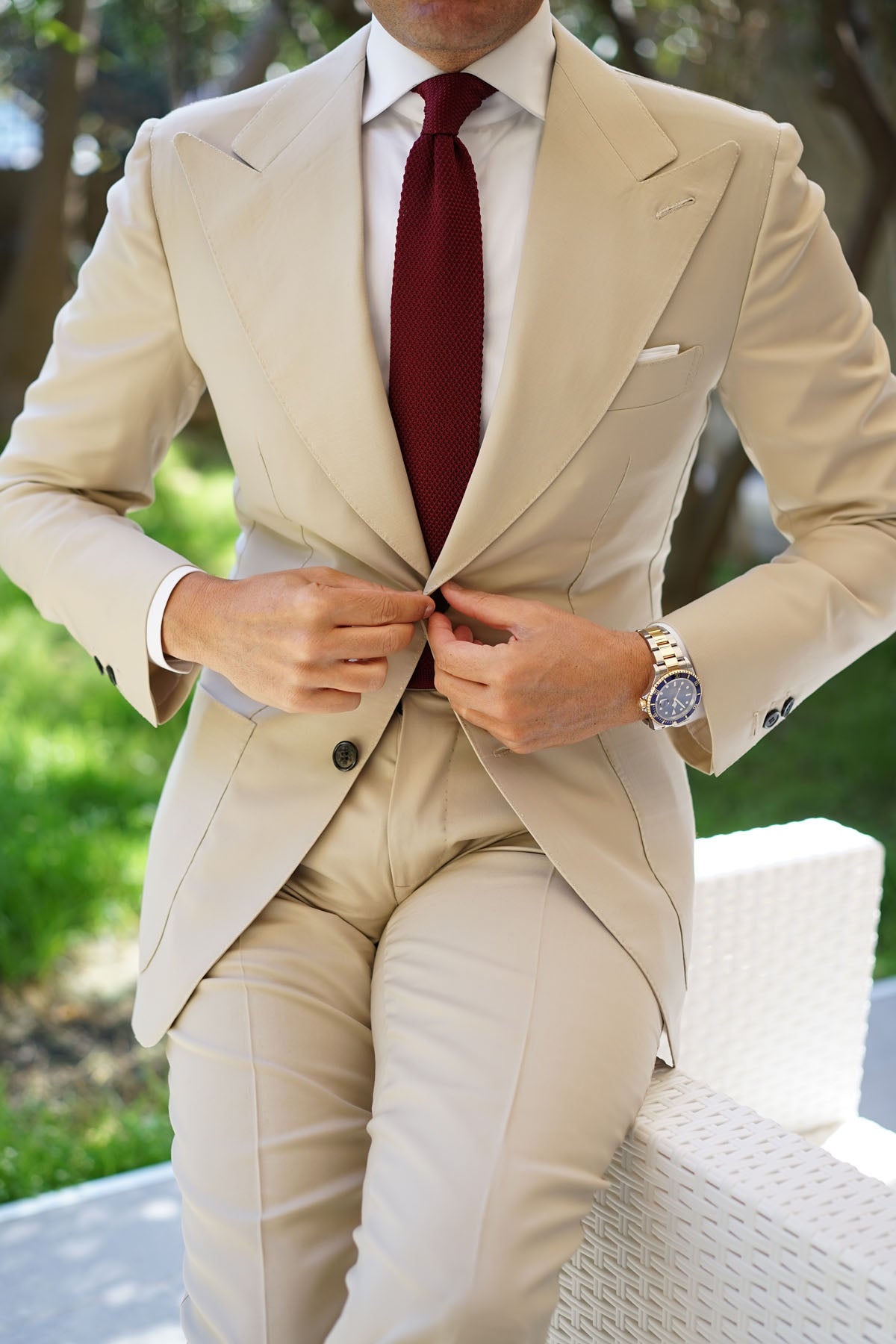 Gogo Burgundy Maroon Knitted Tie