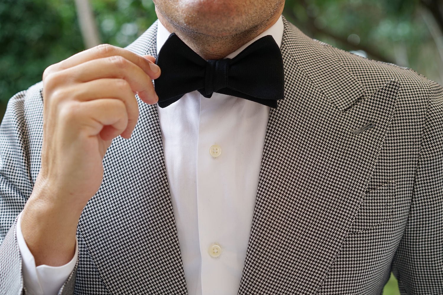 Montego Black Linen Self Bow Tie