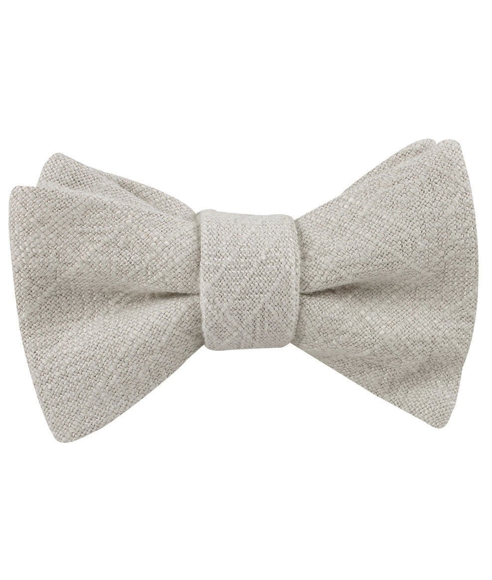 Sterling Silver Grey Linen Self Bow Tie