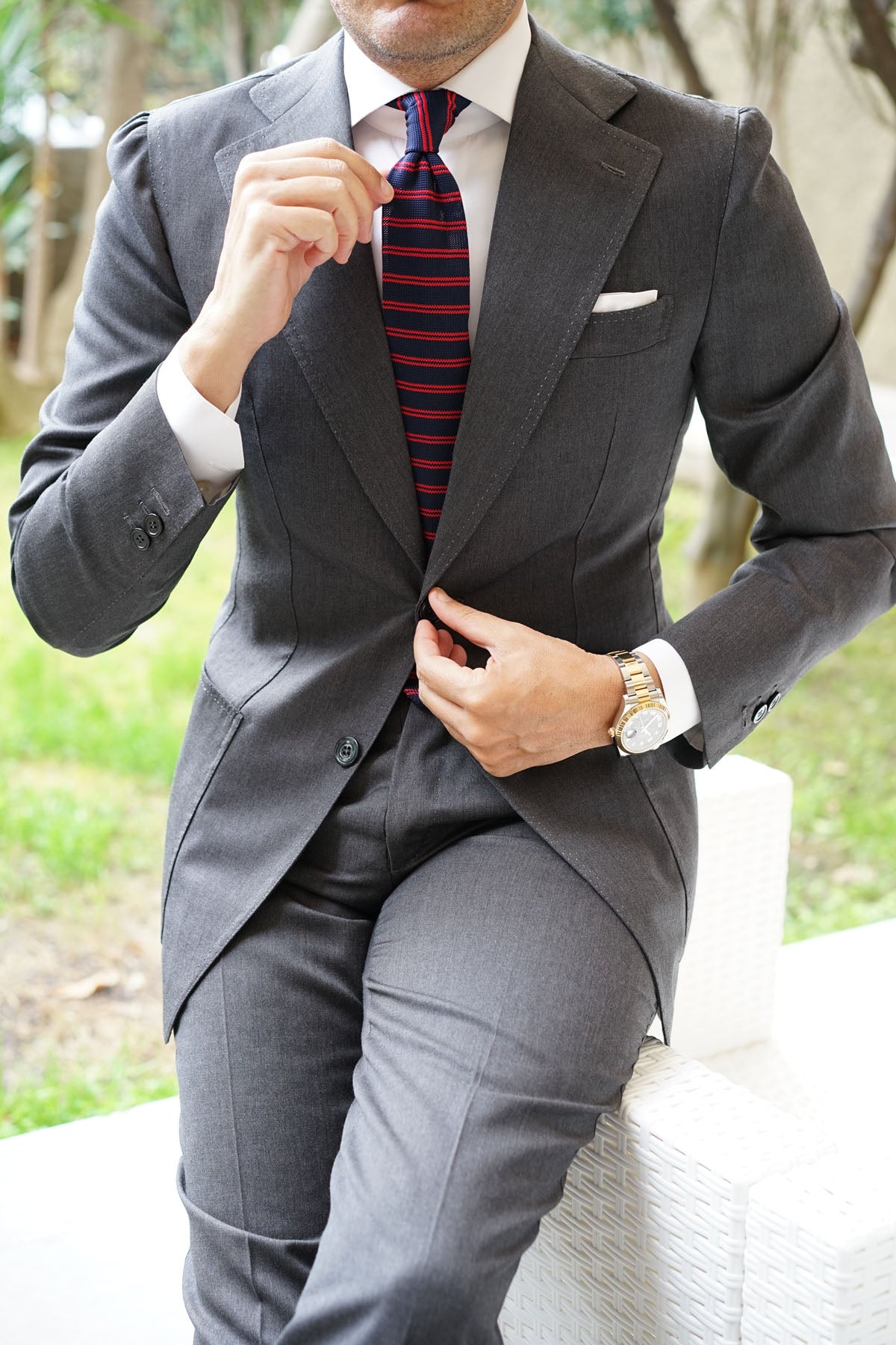 La Phoenix Striped Knitted Tie