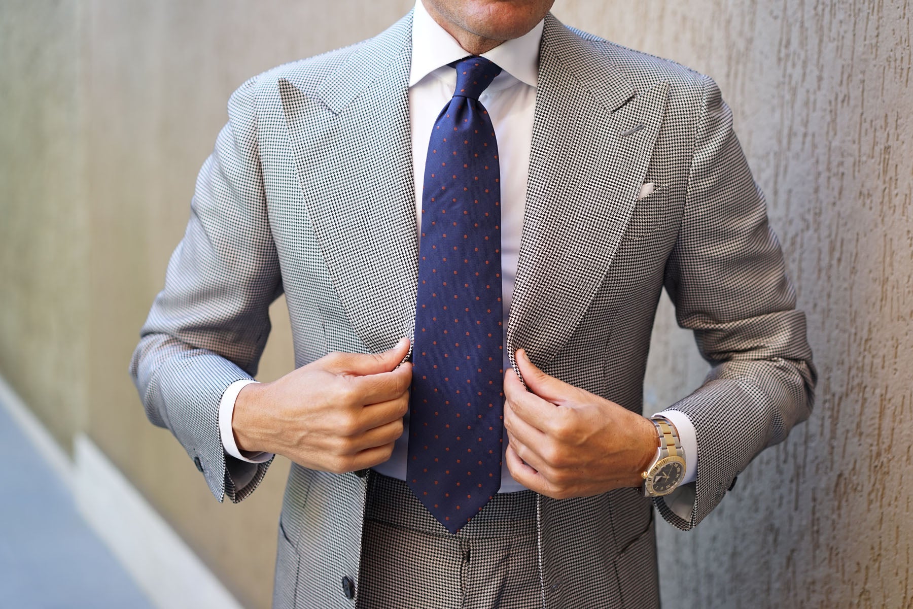 Navy Blue with Brown Polka Dots Necktie