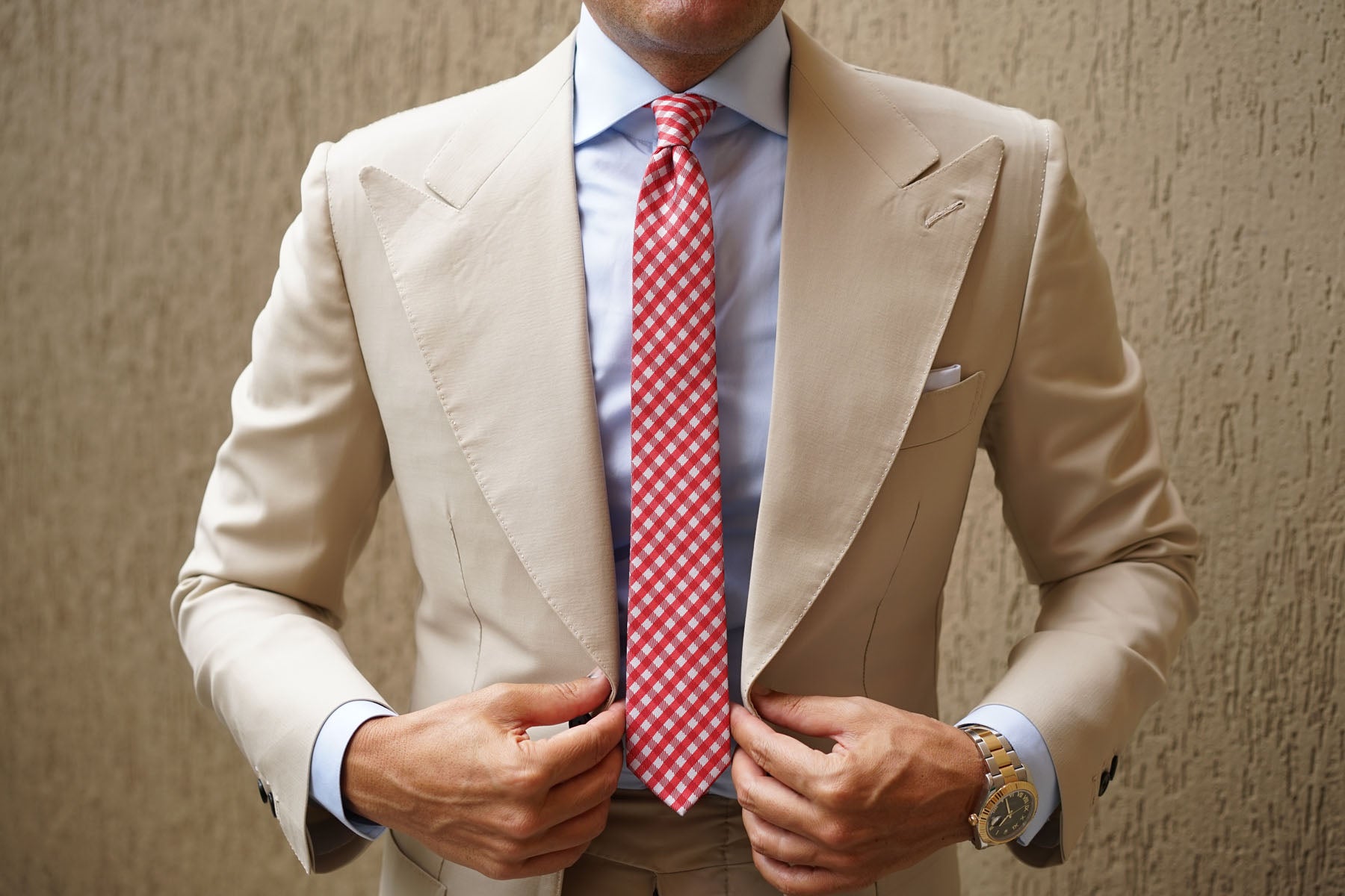 Red Gingham Skinny Tie