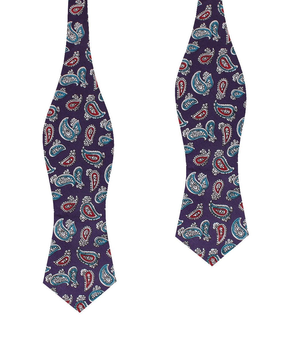 Lago di Bolsena Purple Paisley Diamond Self Bow Tie