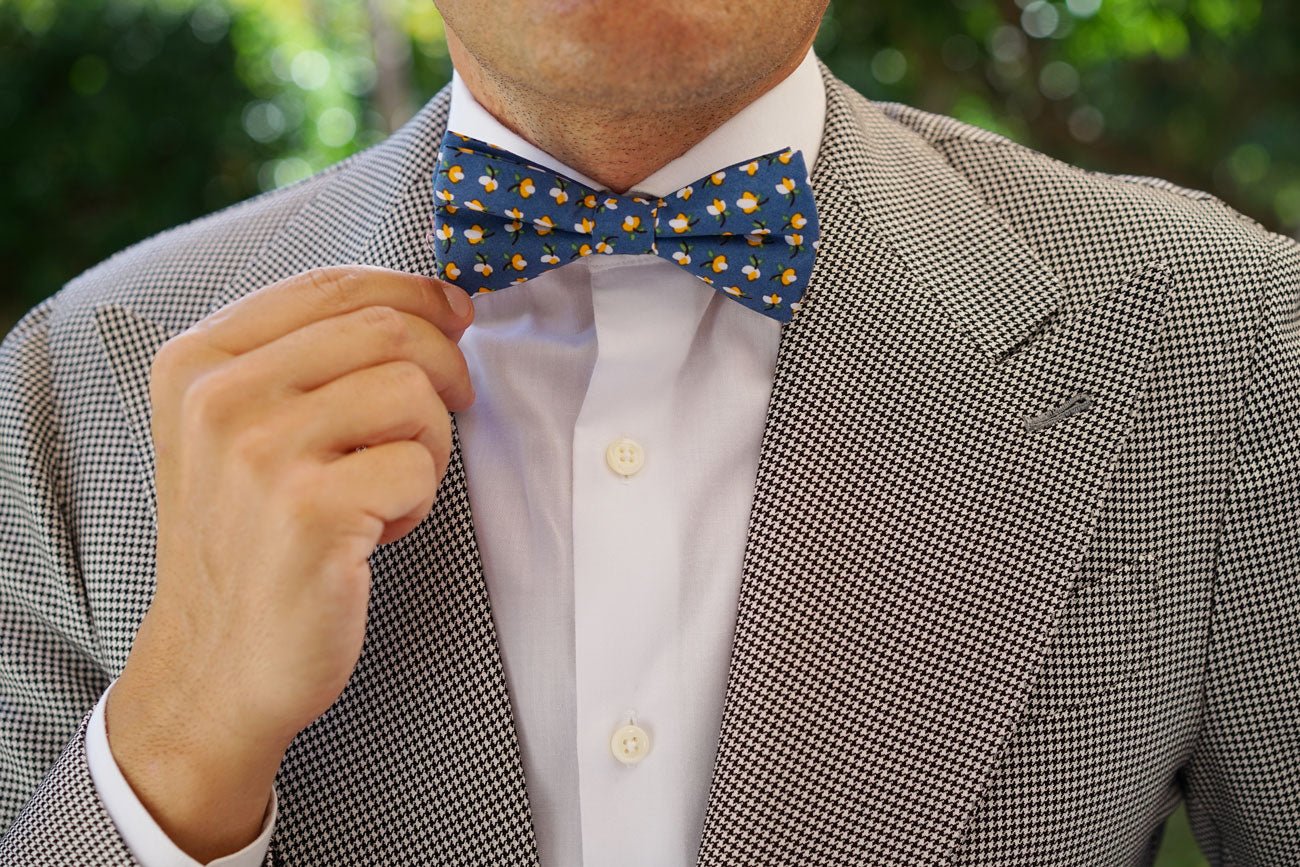 Iwaki Blue Petunia Floral Bow Tie