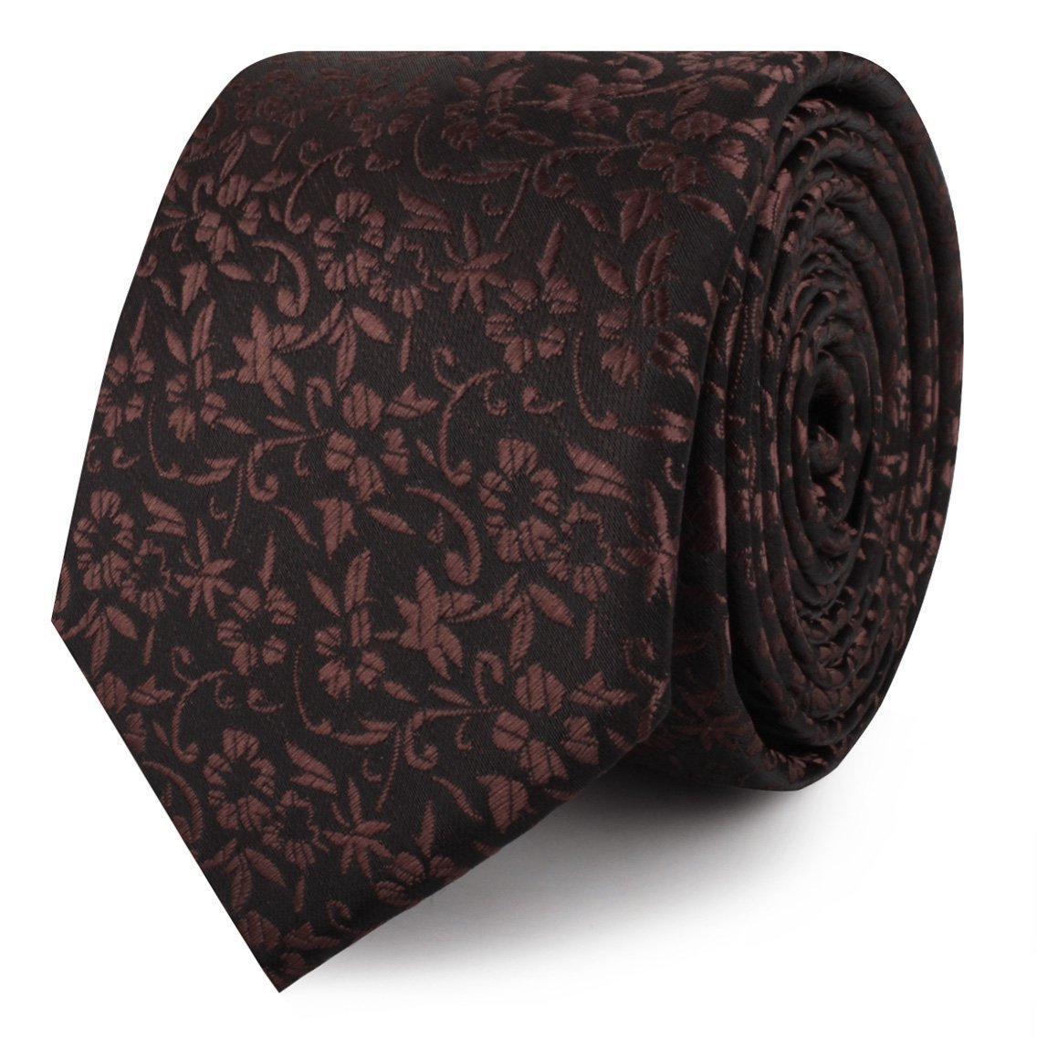 Truffle Brown Floral Skinny Tie