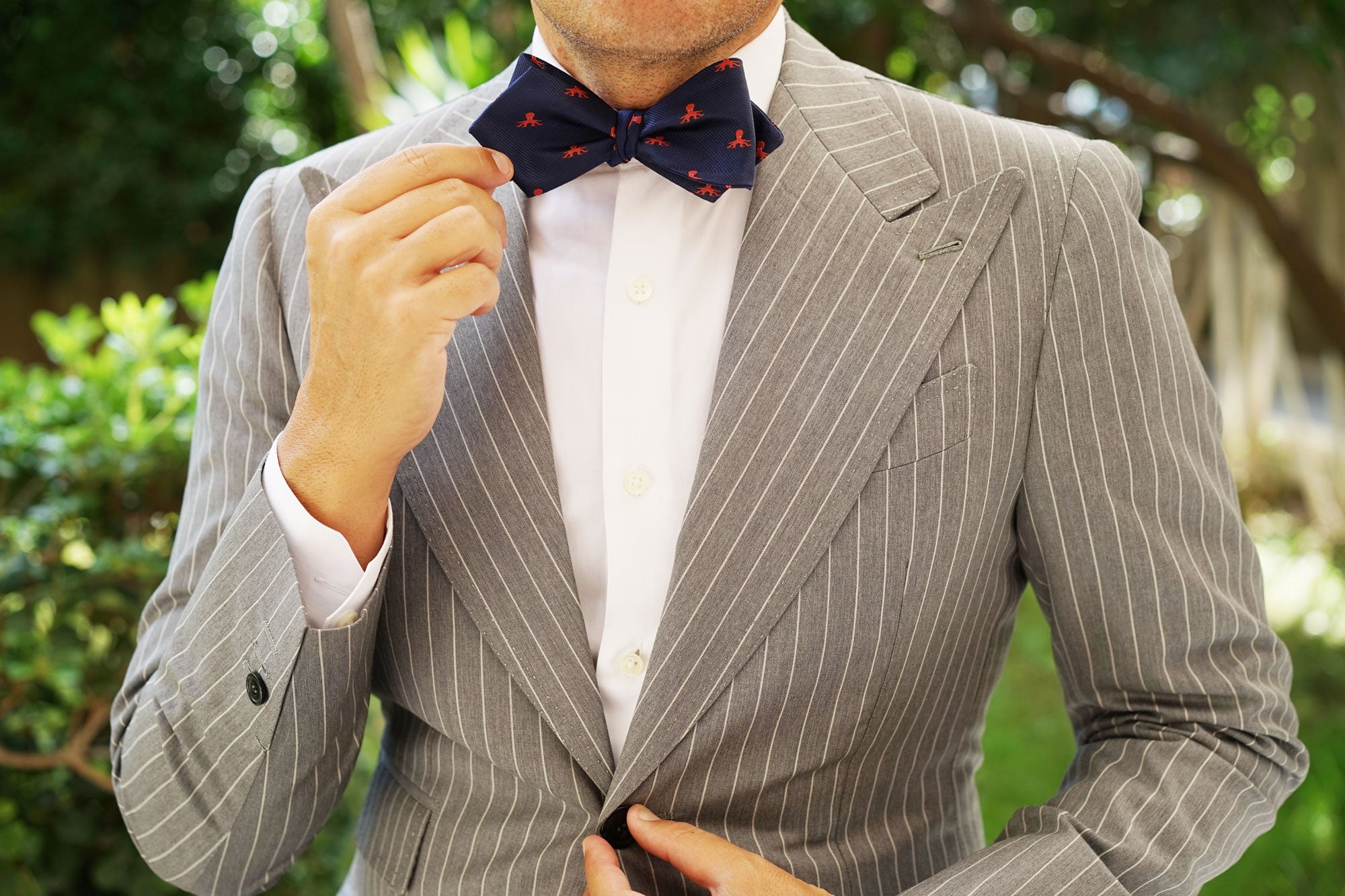 Caribbean Coral Octopus Diamond Self Bow Tie