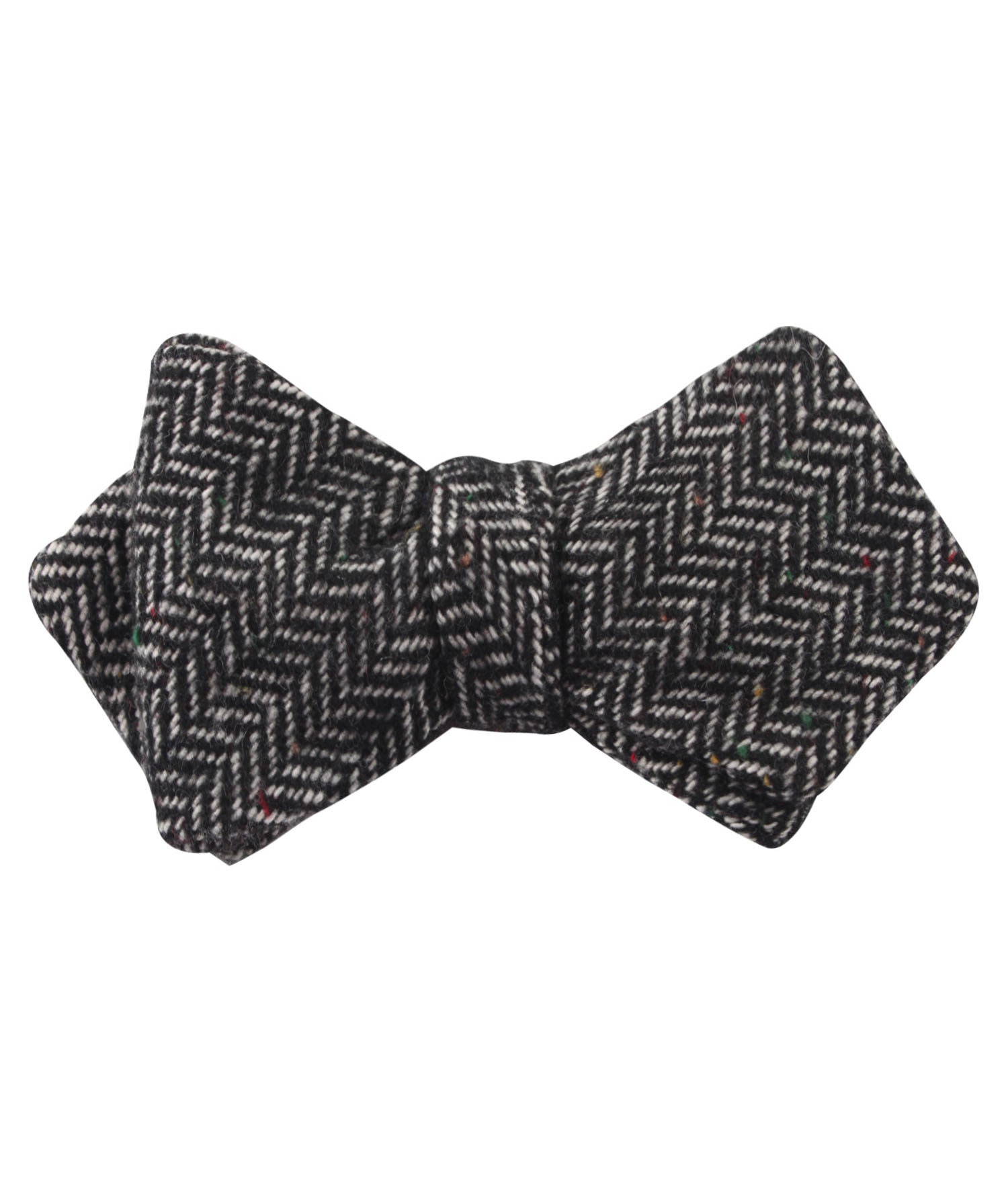 Herringbone Raven Black Wool Diamond Self Bow Tie