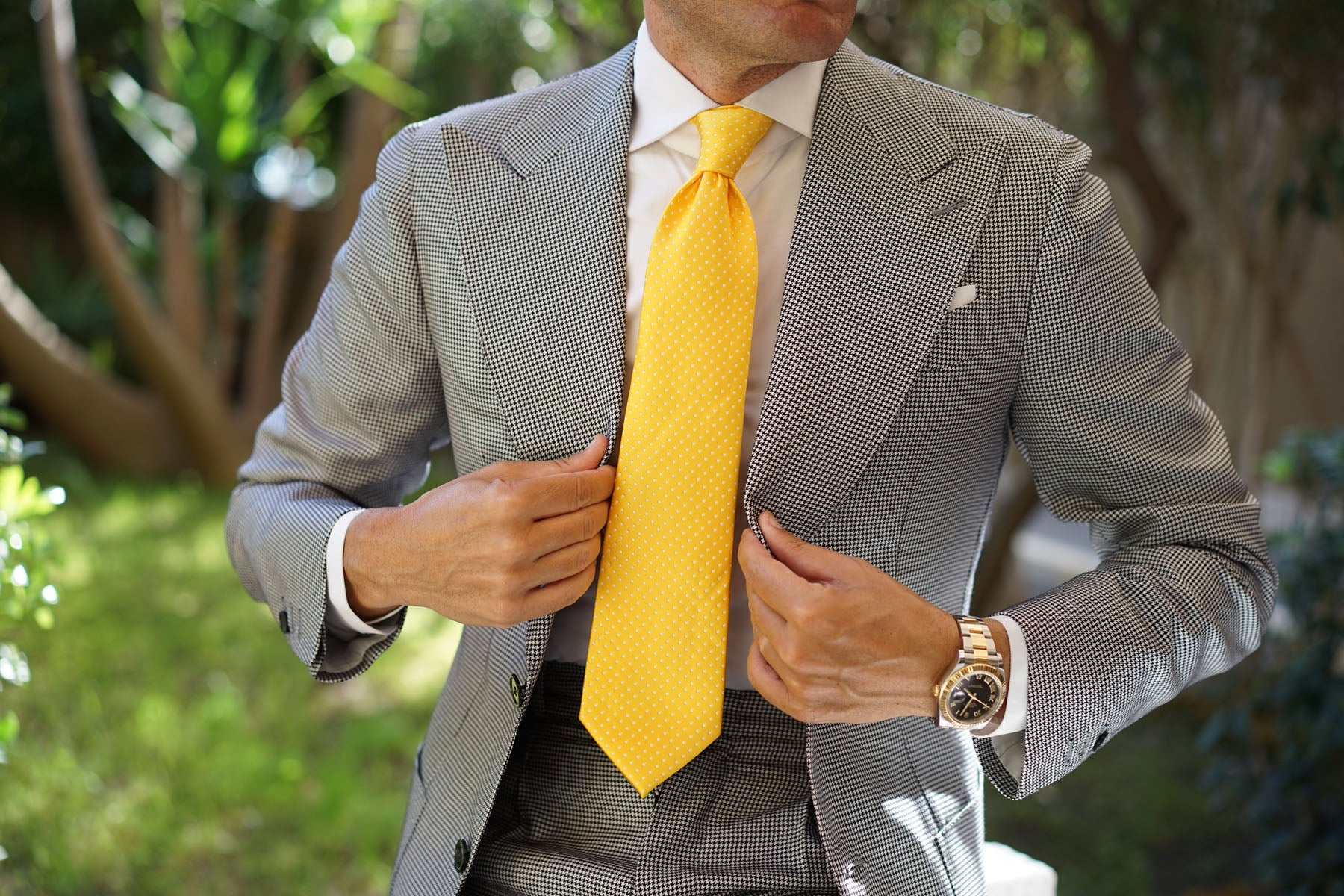 Yellow Mini Polka Dots Necktie