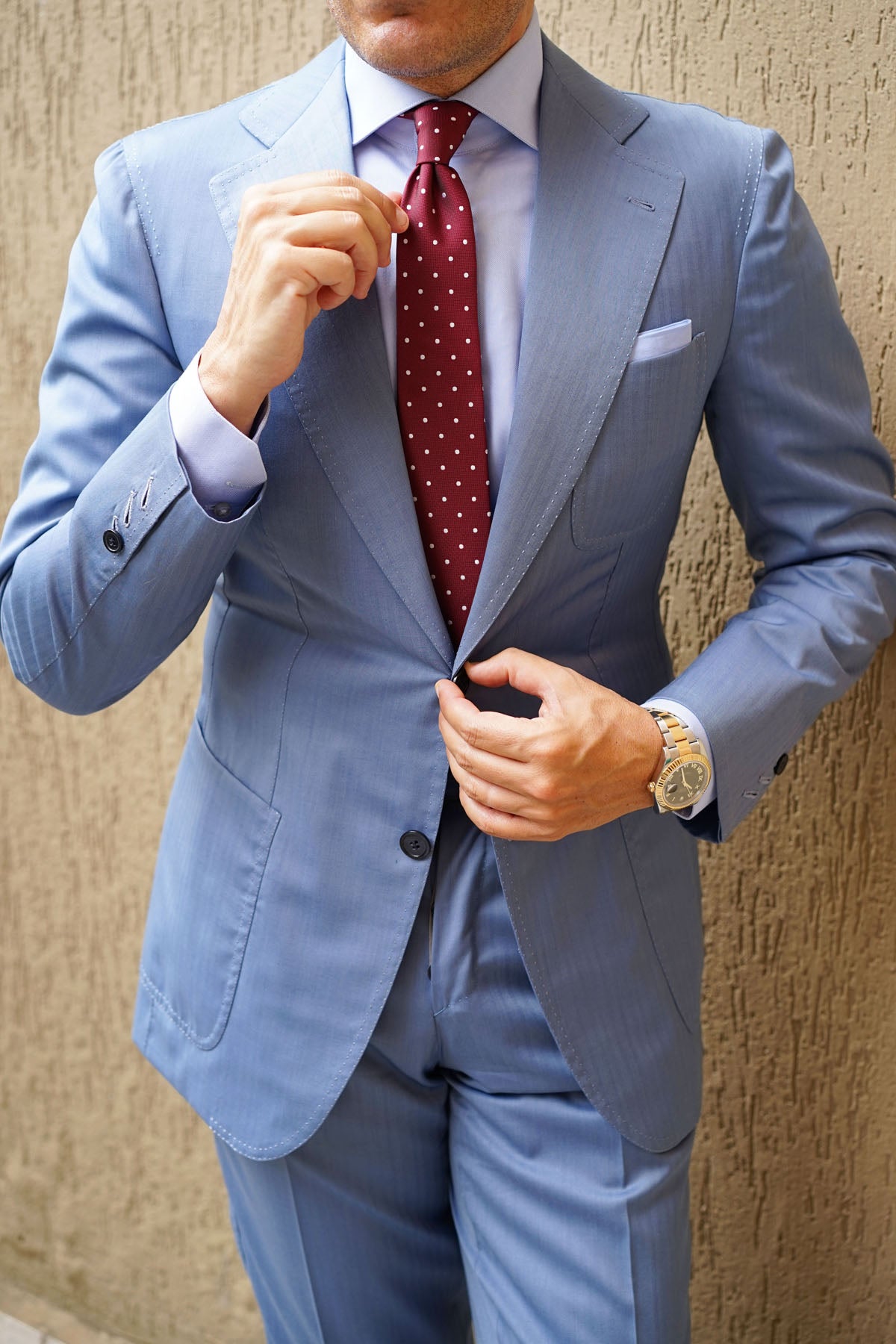 Mahogany Maroon with White Polka Dots Skinny Tie