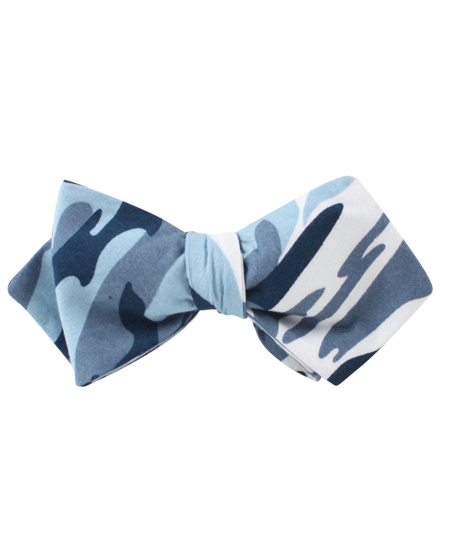 Sea Blue Camo Diamond Self Bow Tie