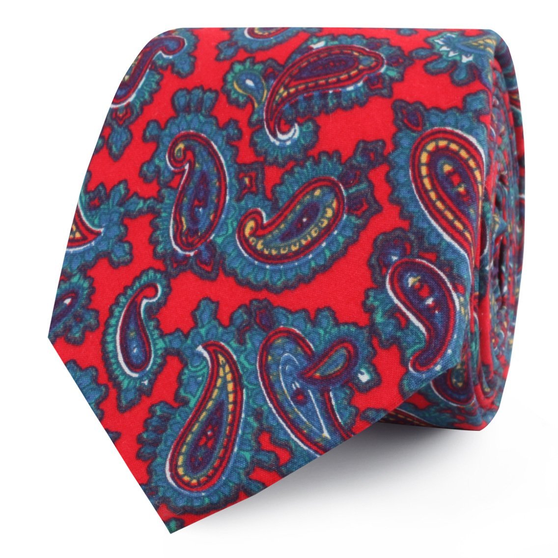 Valentina Red Shiraz Paisley Skinny Tie