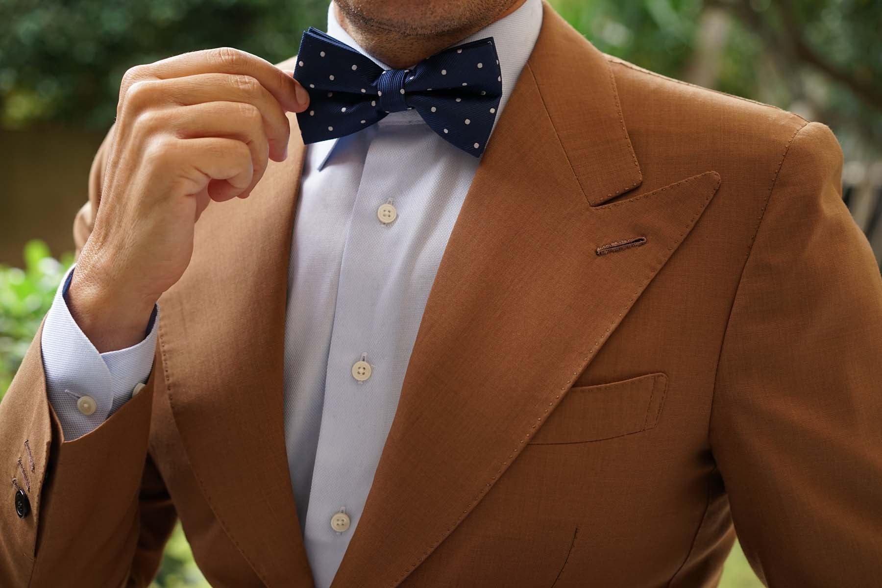 The OTAA Navy Blue with White Polka Dots Bow Tie