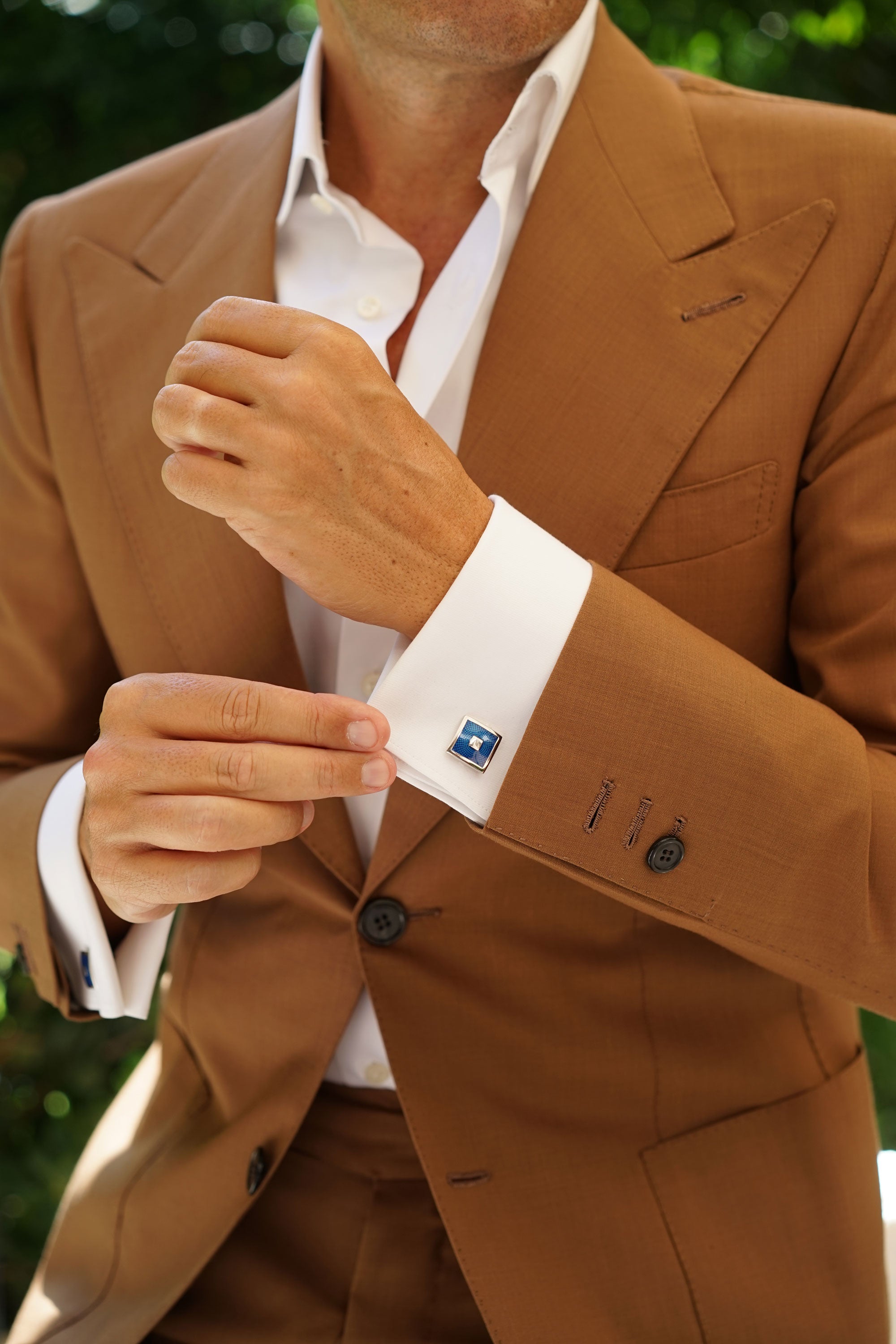 Infinity Blue and Silver Square Cufflinks