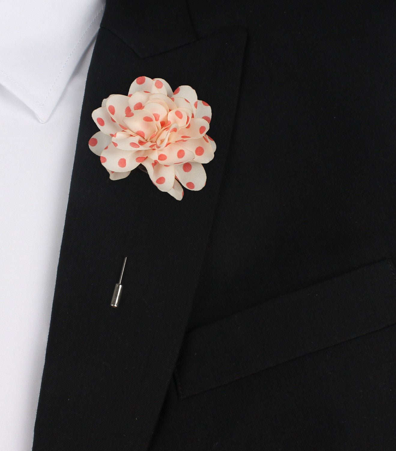 Polkadot Pink Lapel Flower