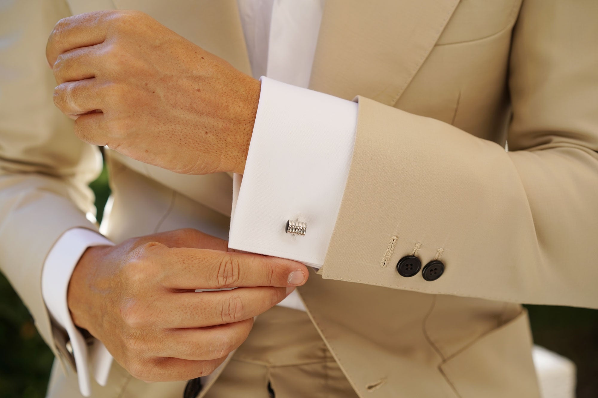 Silver Ribbed Cufflinks