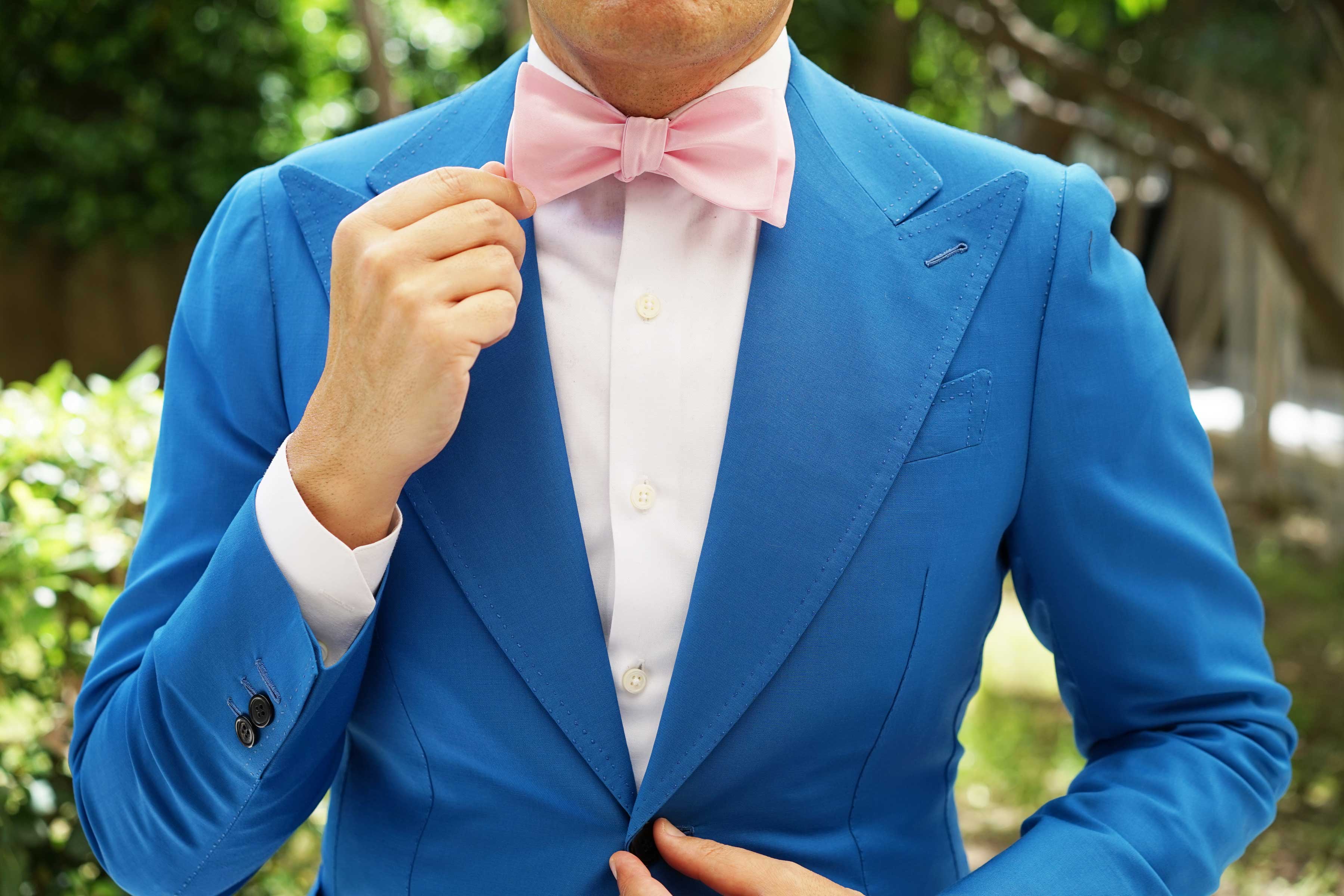 Tickled Pink Satin Self Bow Tie