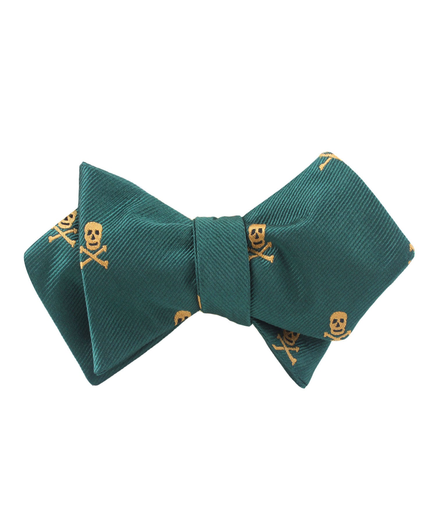 Skull & Crossbones Green Diamond Self Bow Tie