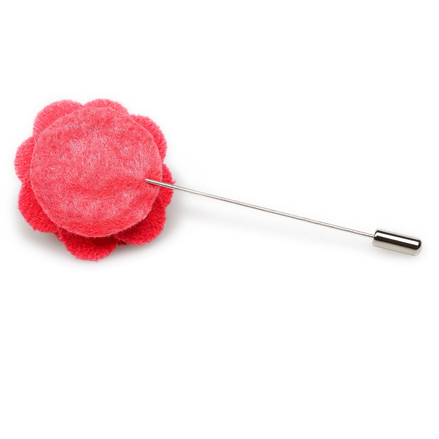 Hot Pink Wool Flower Lapel Pin