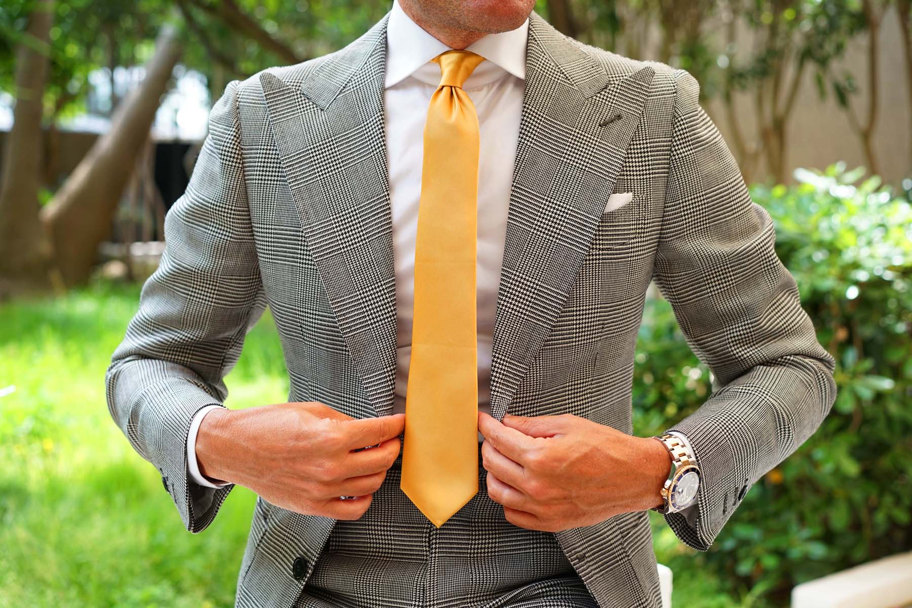 Gold Satin Skinny Tie