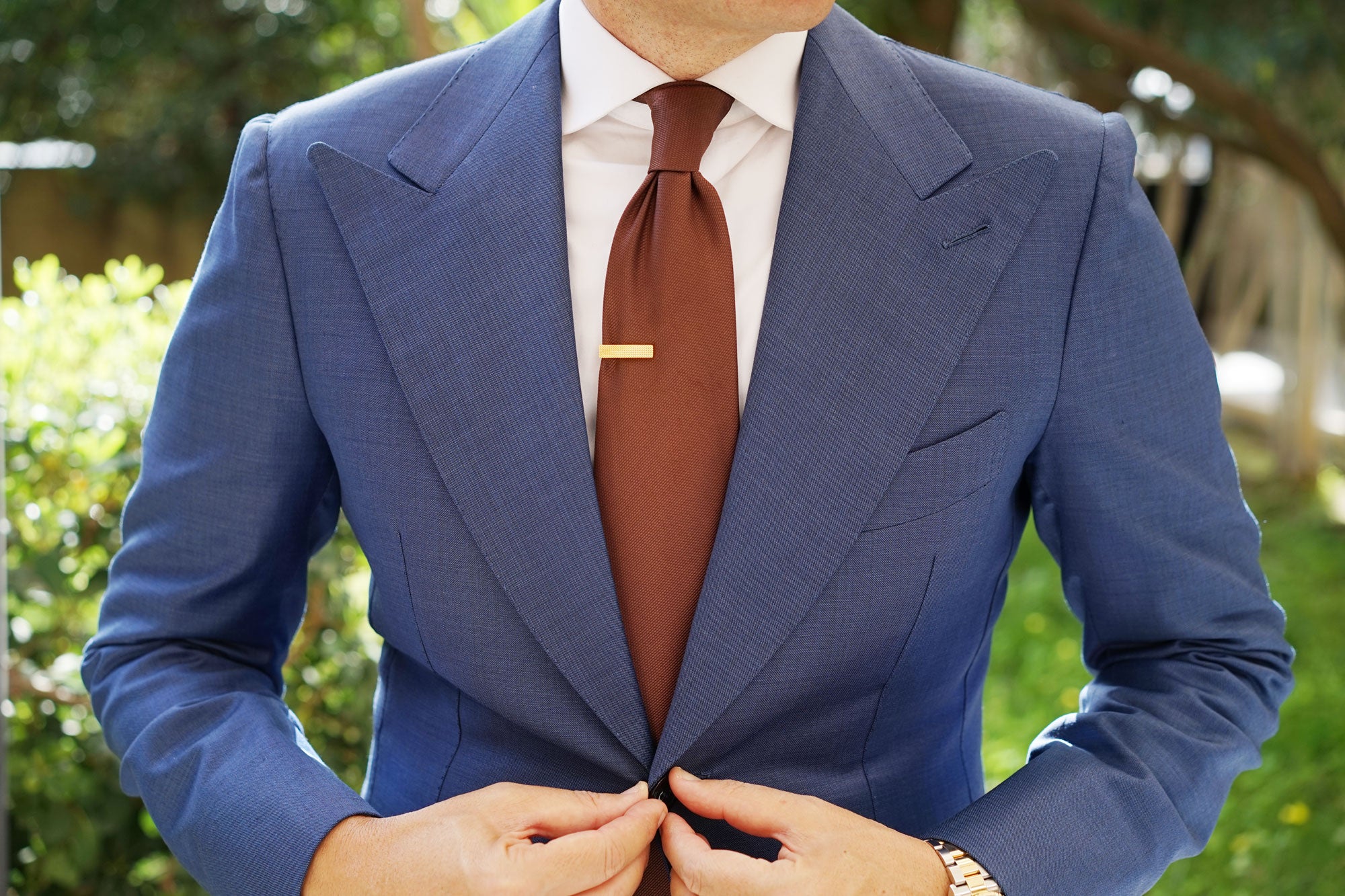 Mini Studded Gold Skinny Tie Bar