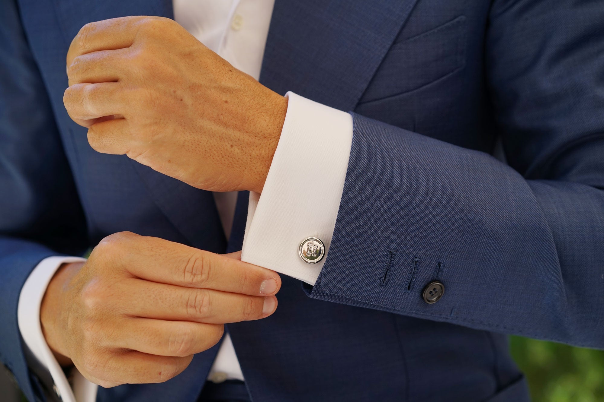 Silver Button Cufflinks