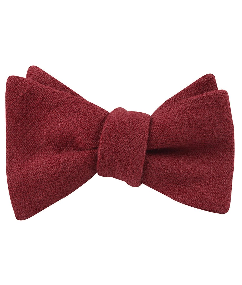 Cabernet Burgundy Linen Self Bow Tie