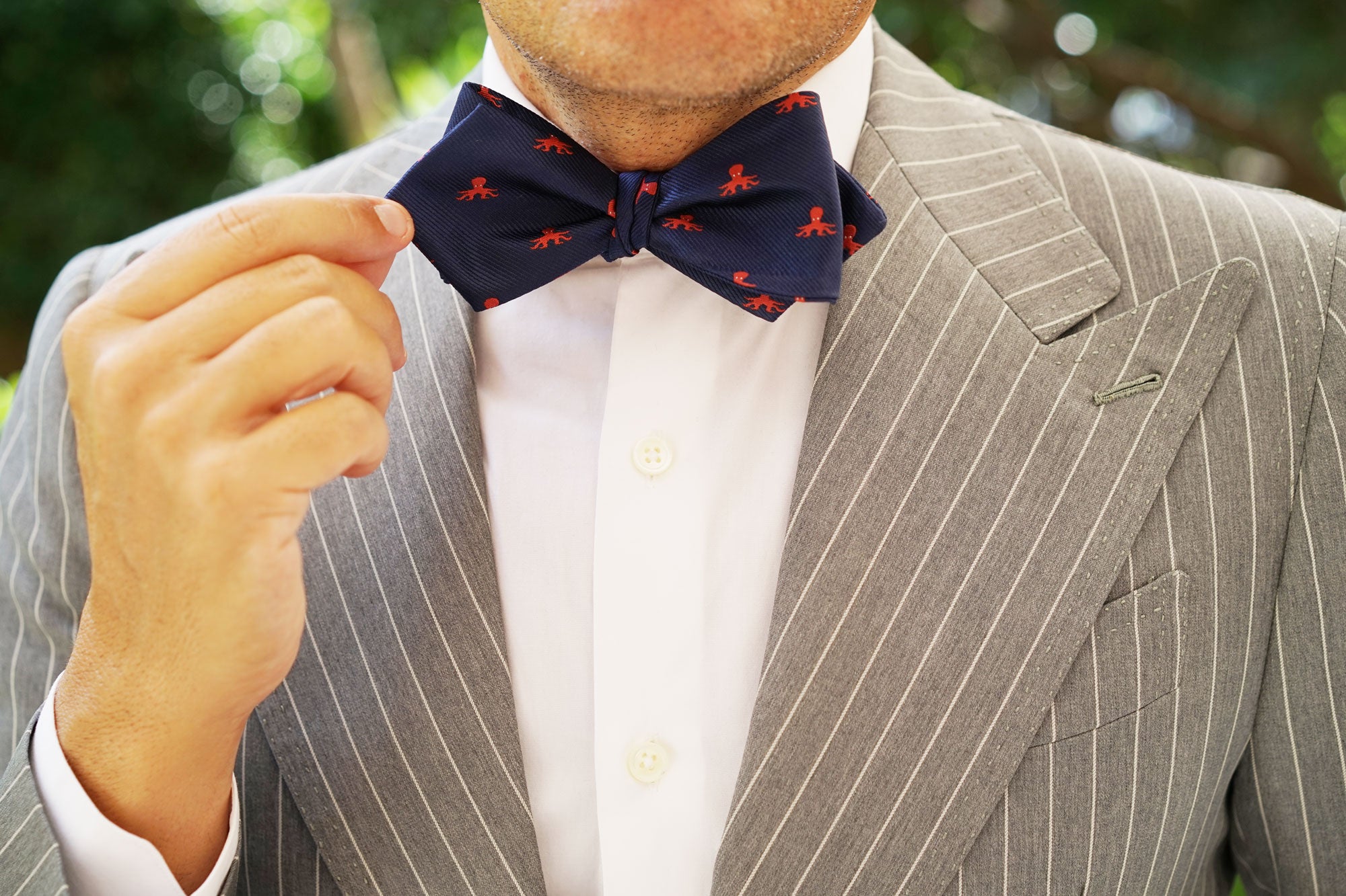 Caribbean Coral Octopus Diamond Self Bow Tie