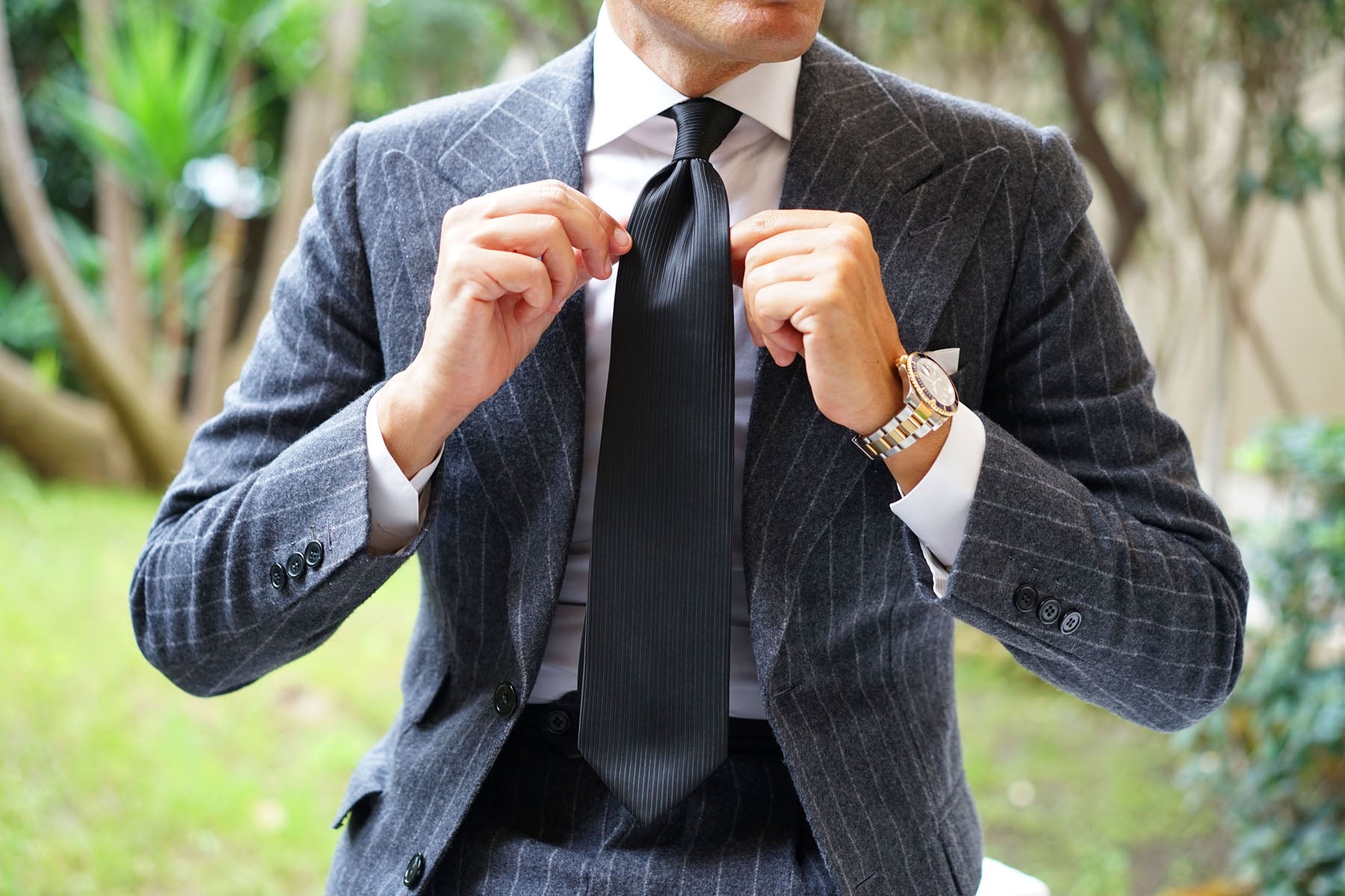 Jet Black Stripes Necktie