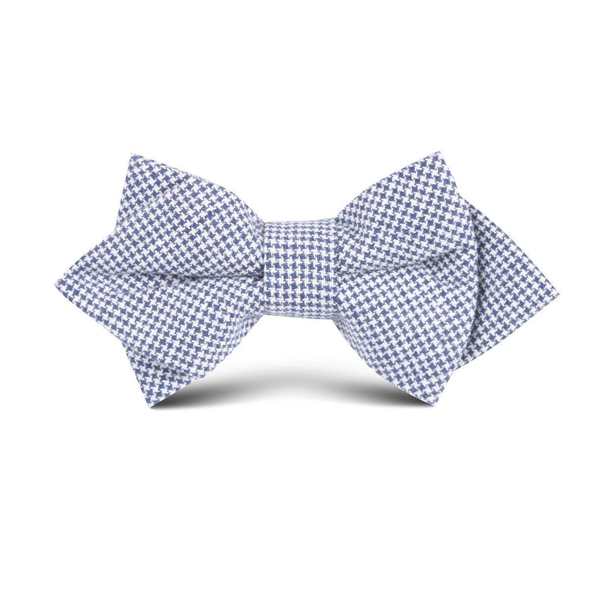 Navy Blue Houndstooth Linen Kids Diamond Bow Tie