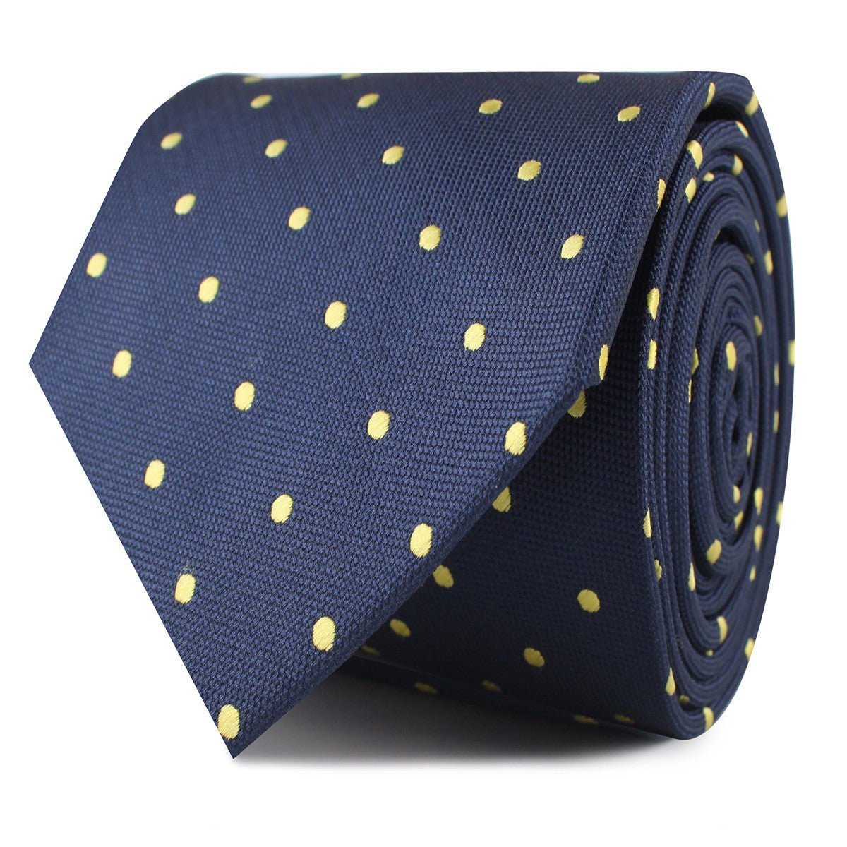 Navy Blue with Yellow Polka Dots Skinny Tie