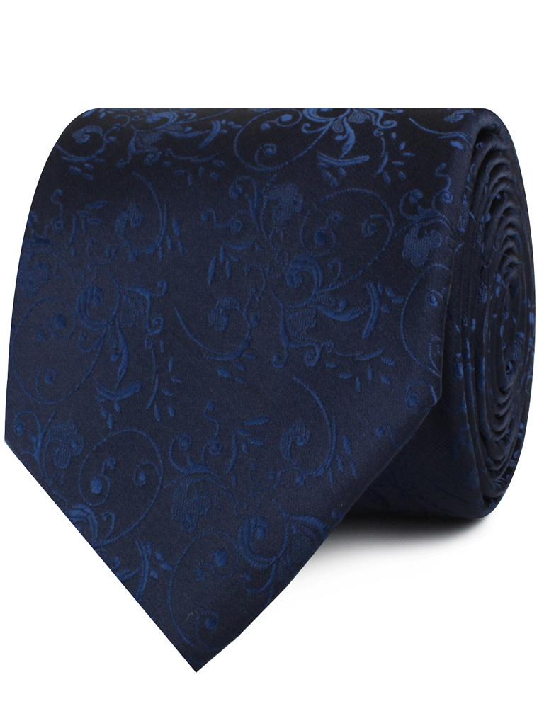 Parc Monceau Navy Blue Floral Necktie