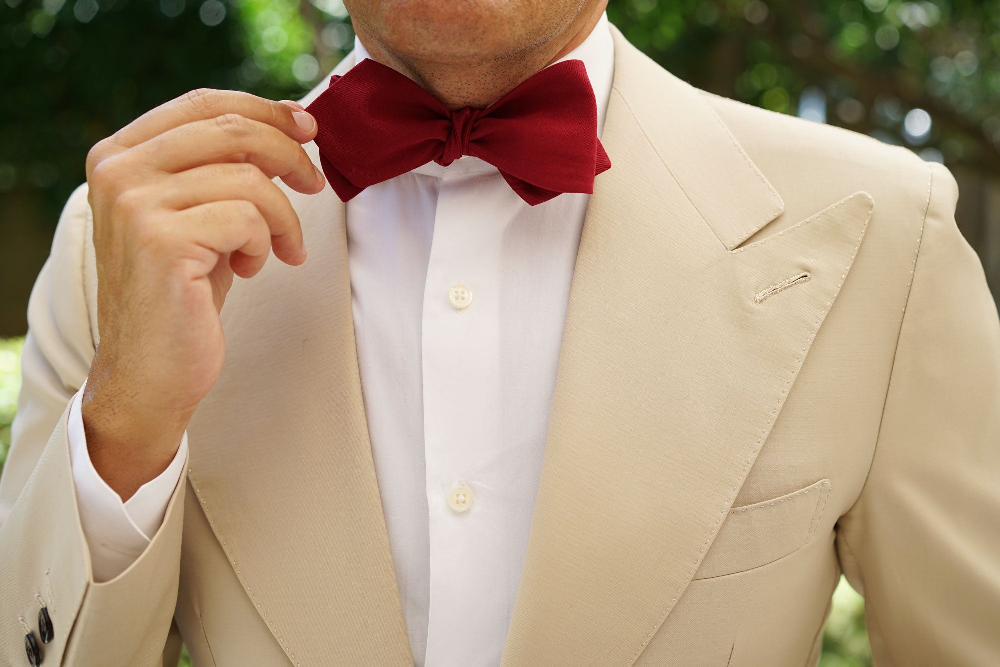 Maroon Cotton Self Tie Diamond Bow Tie