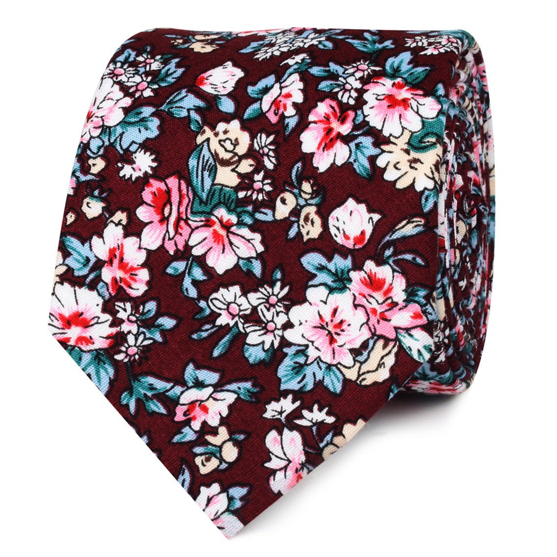 London Brown Floral Skinny Tie