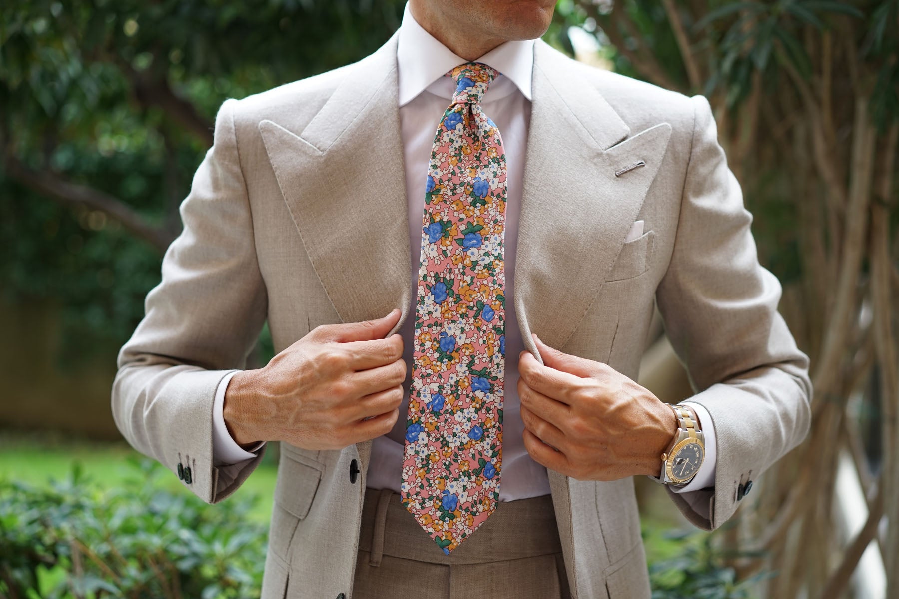 Panama Pink Floral Necktie