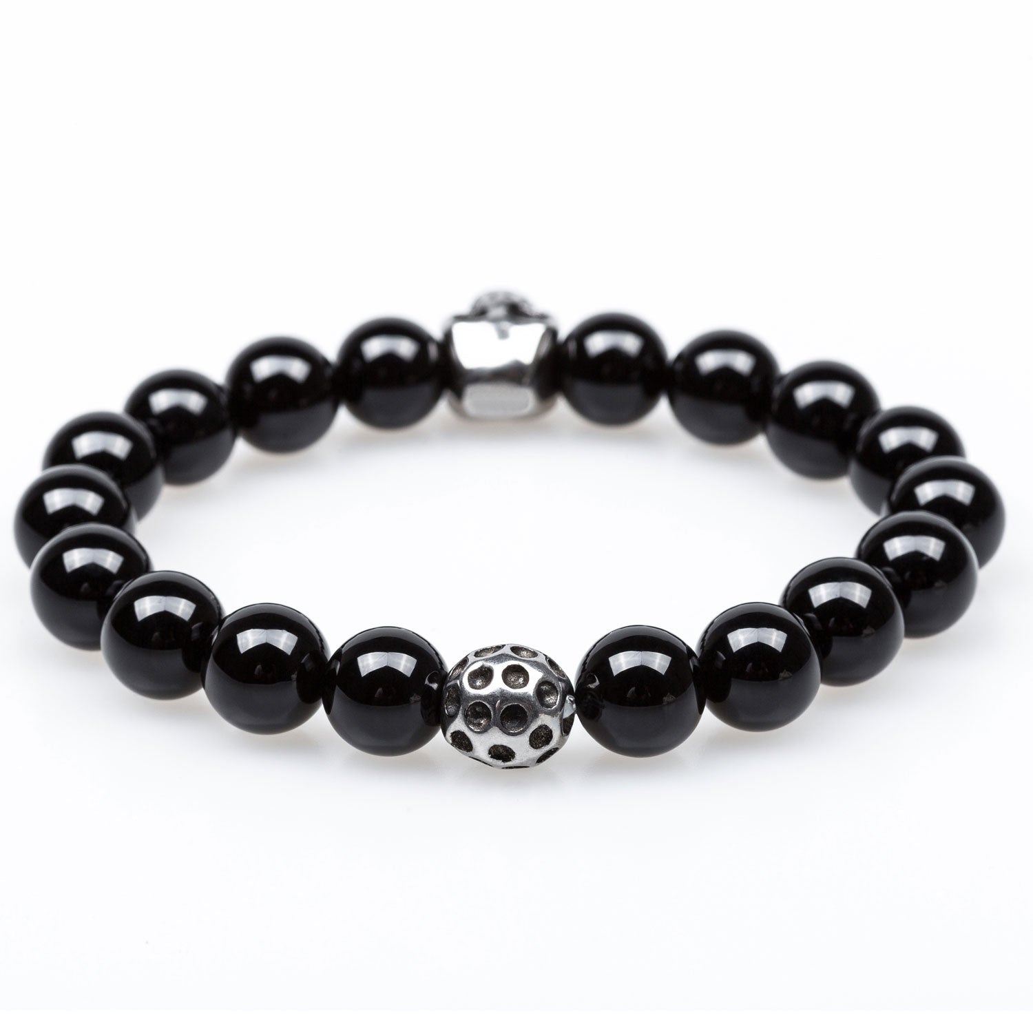 Day of the Dead Onyx Silver Skull Bracelet