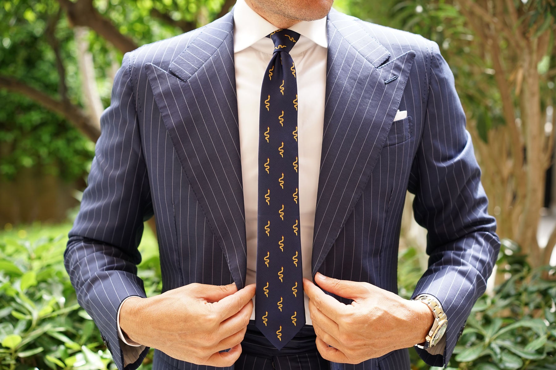 Yellow Snake Skinny Tie