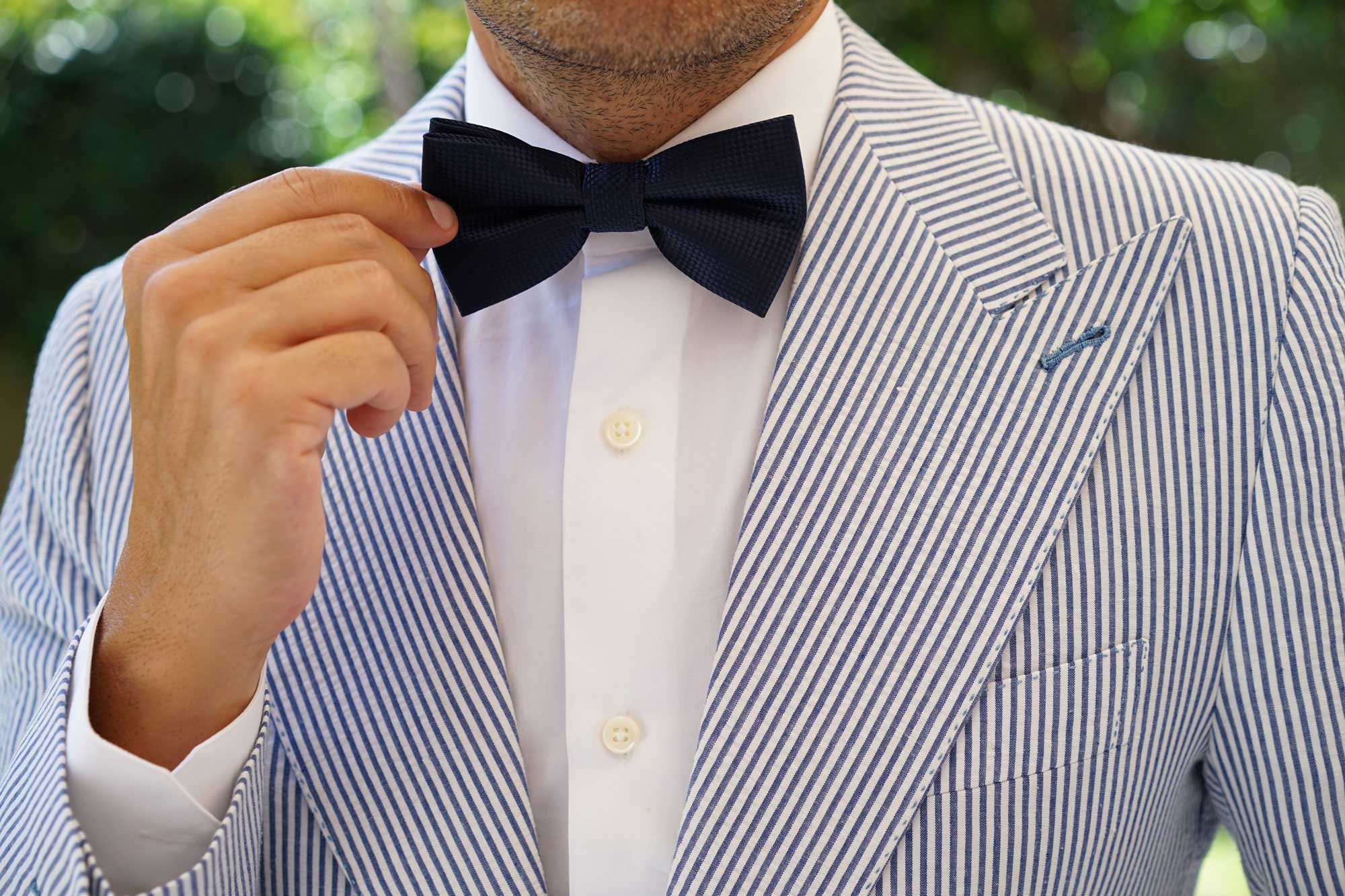 Midnight Blue Oxford Weave Bow Tie