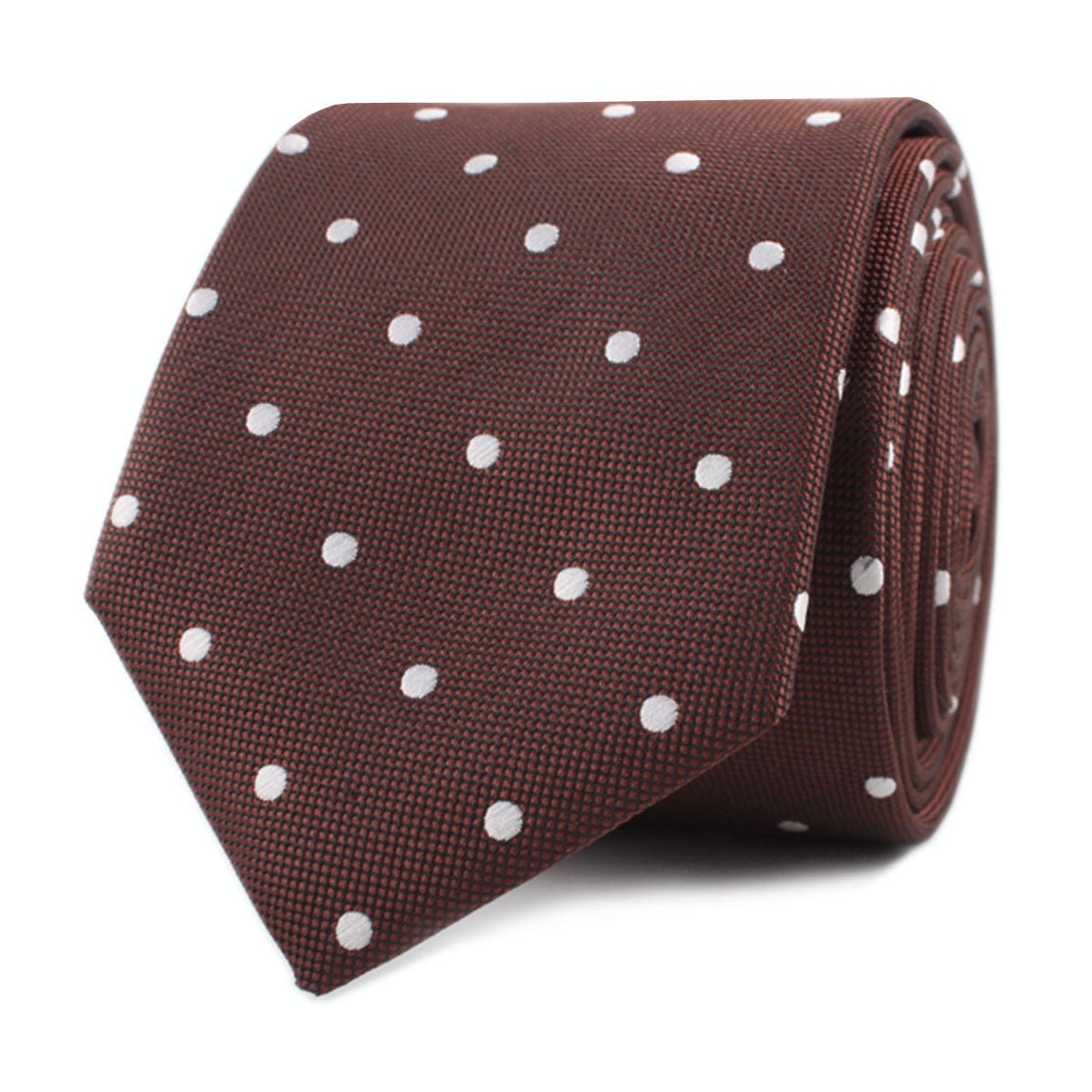 Brown with White Polka Dots Skinny Tie