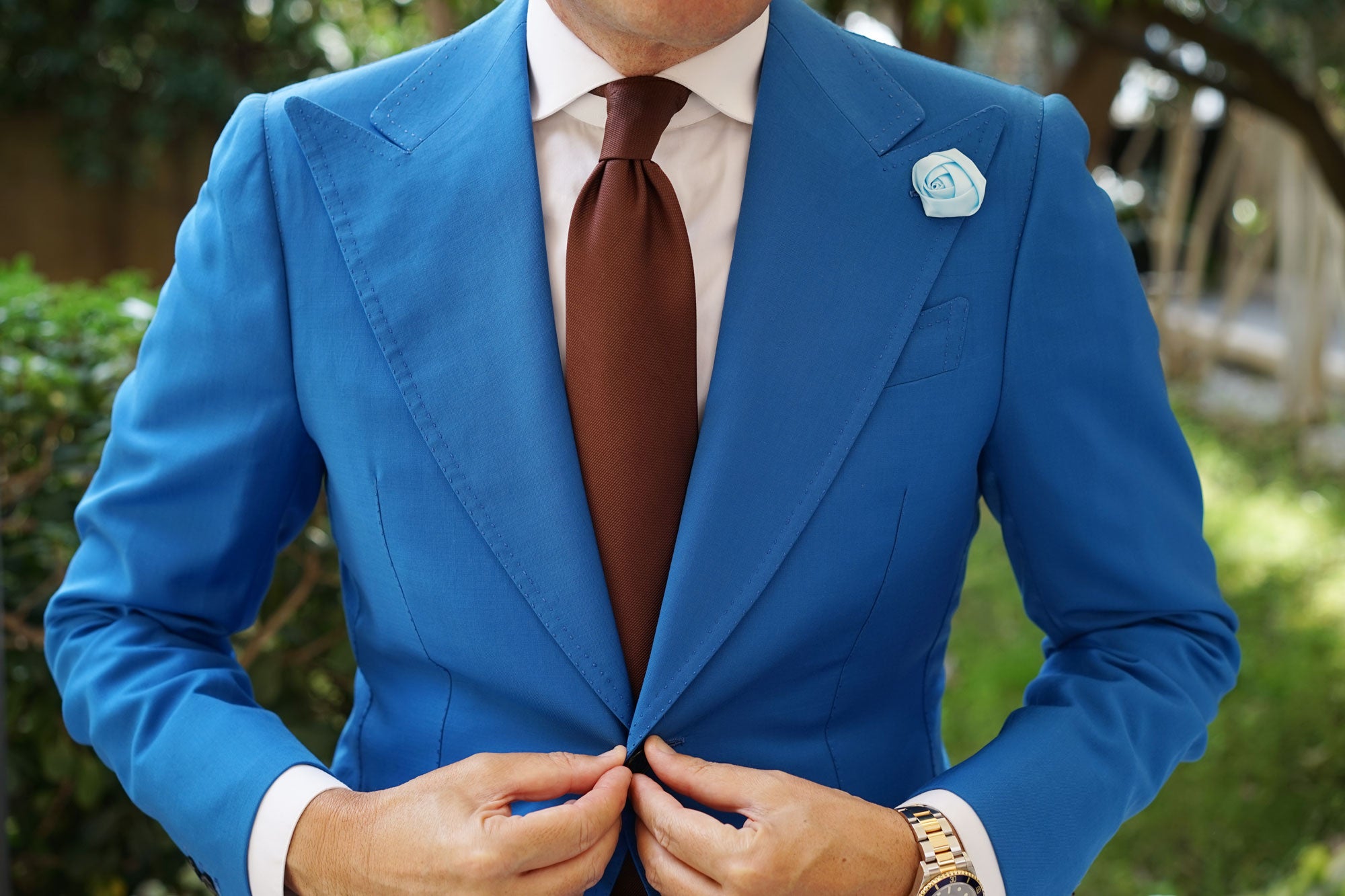 Sea Foam Blue Lapel Flower