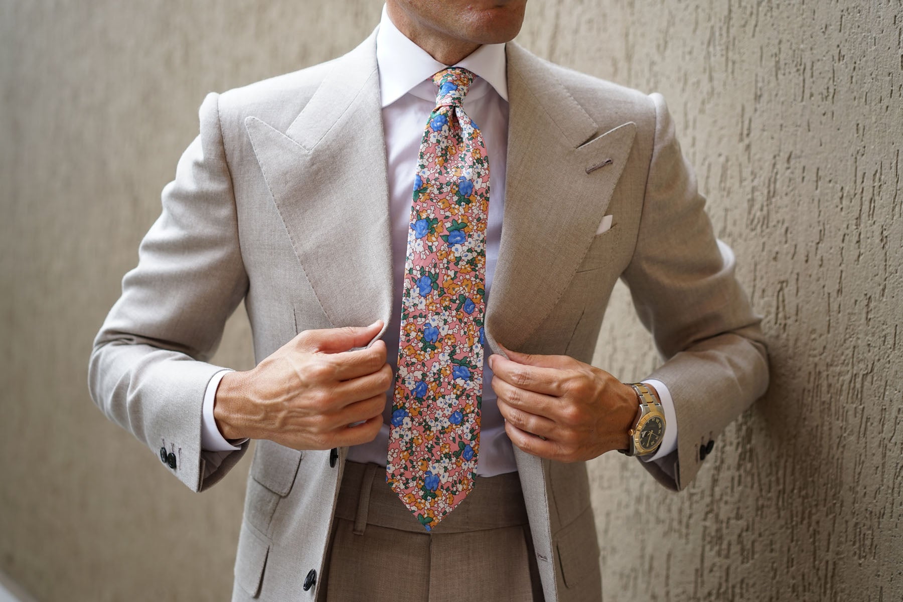 Panama Pink Floral Necktie