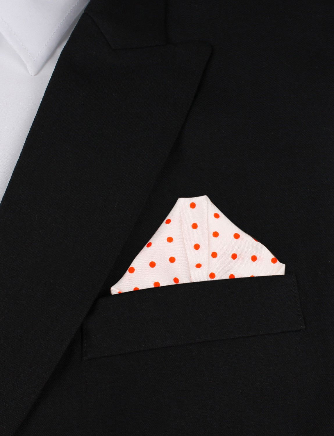 White Cotton with Red Mini Polka Dots Pocket Square