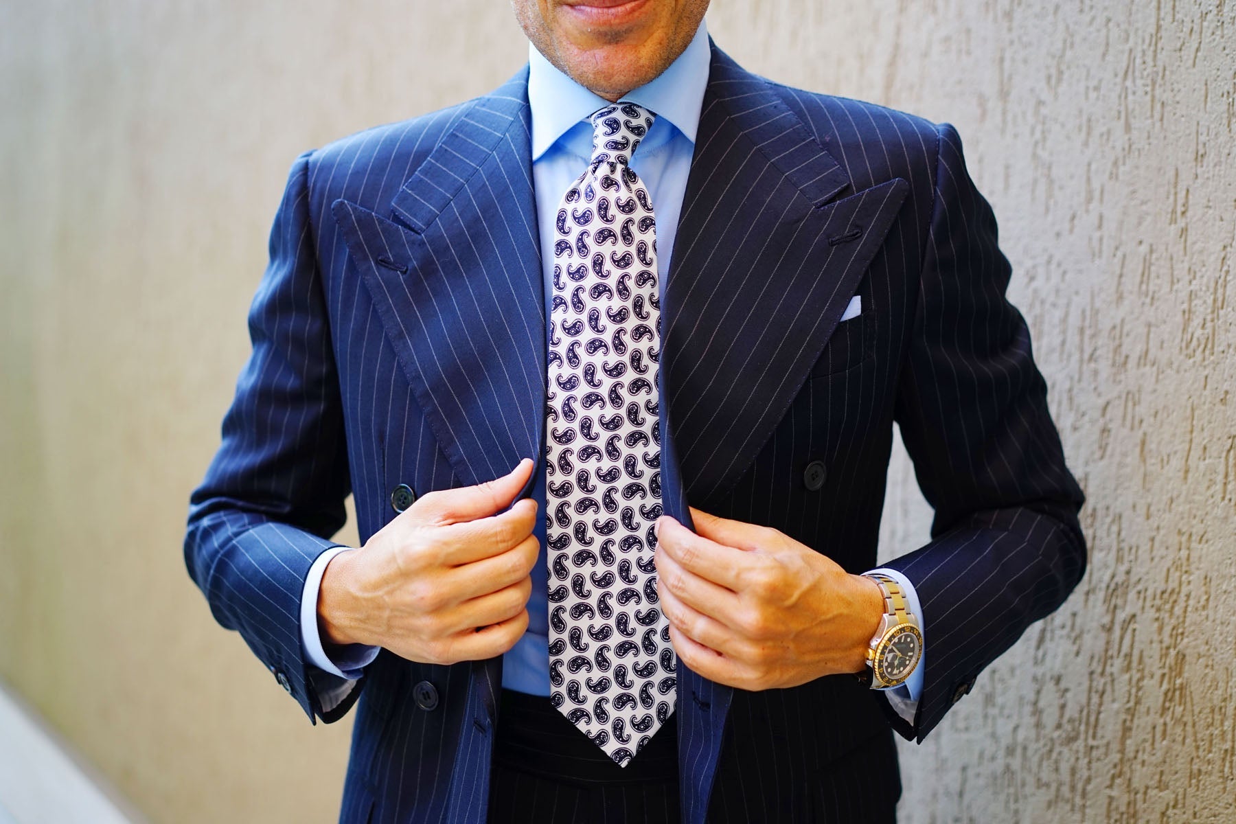 Picasso White on Blue Paisley Tie