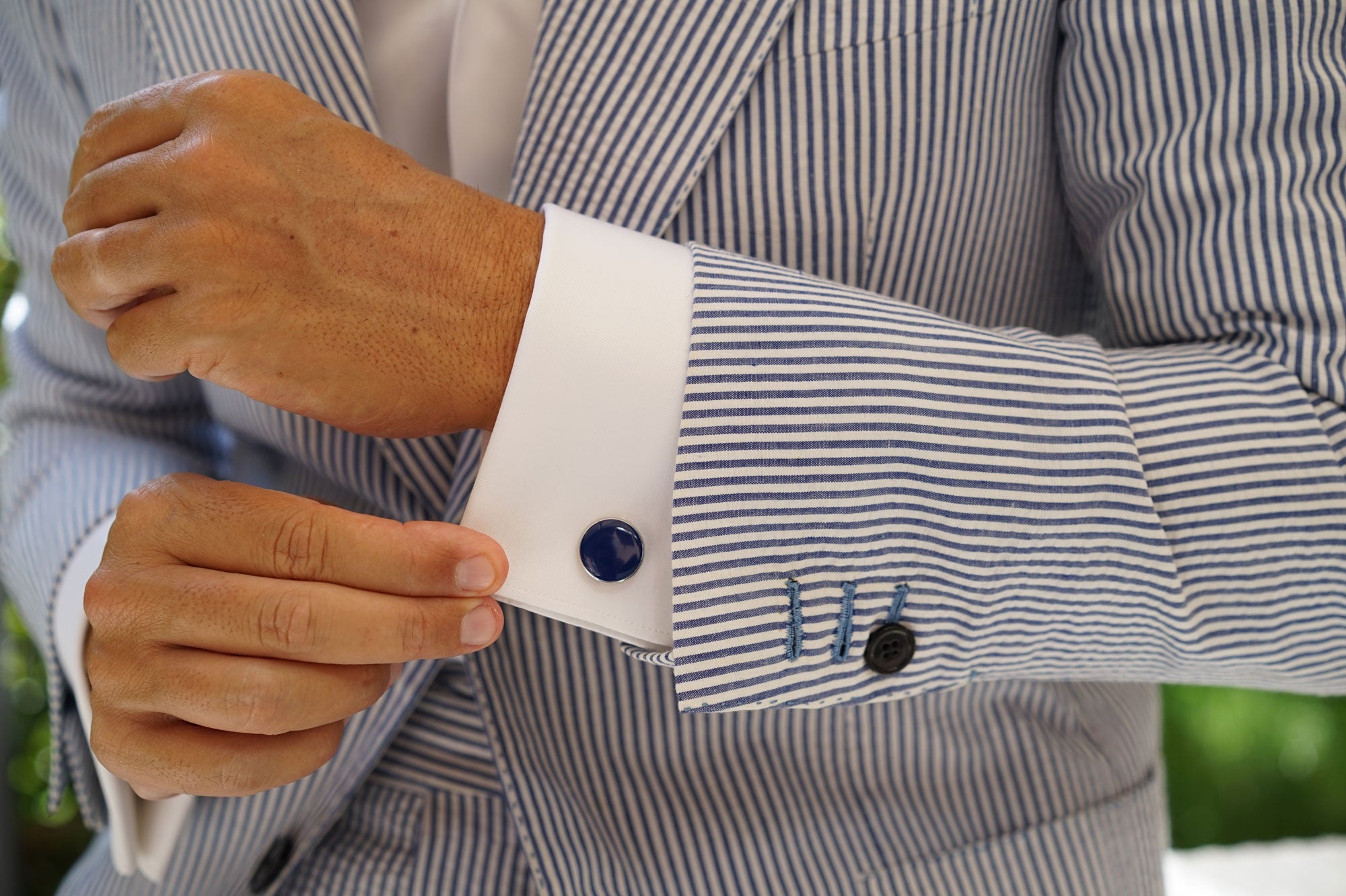 Deep Sea Blue and Silver Cufflinks