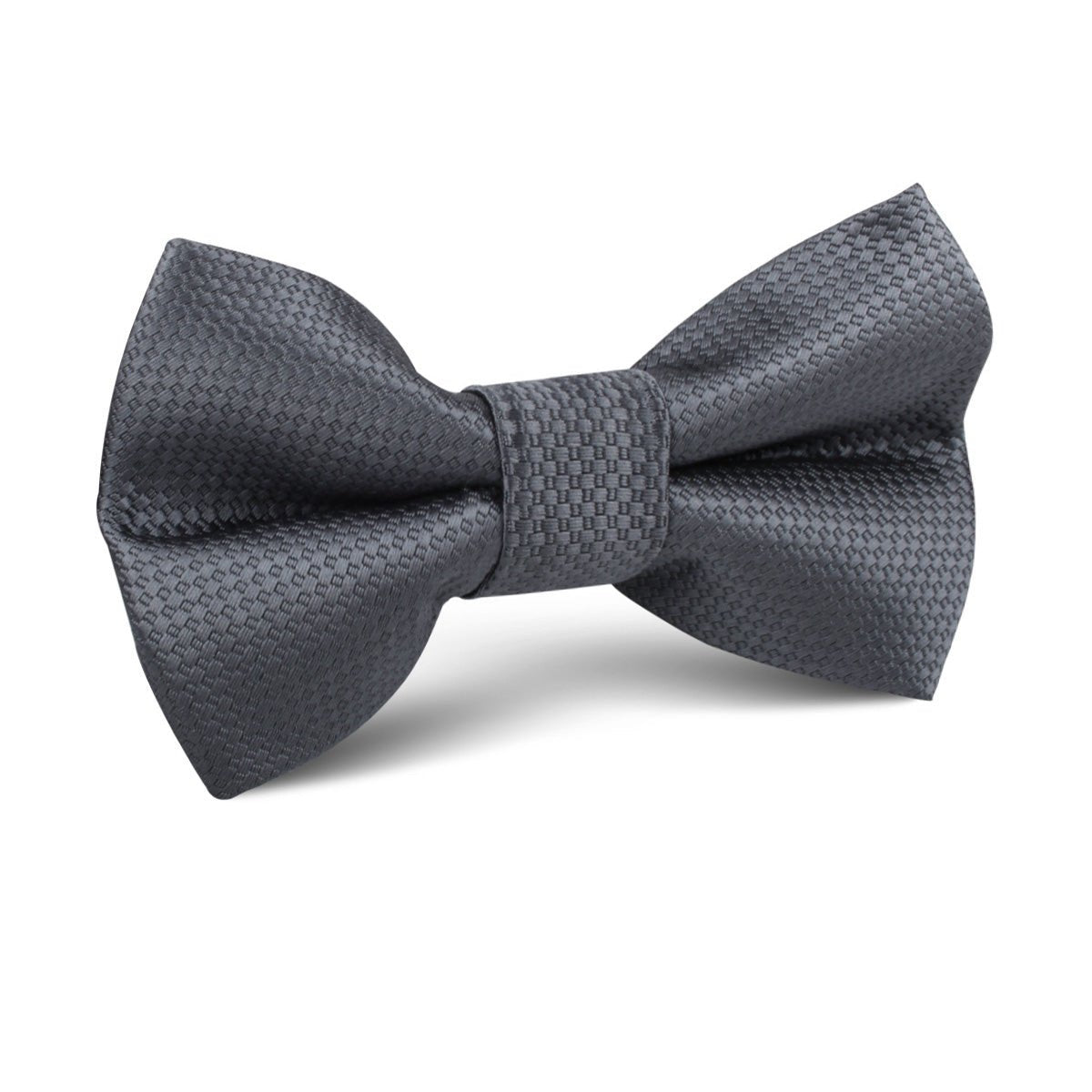 Slate Grey Charcoal Basket Weave Kids Bow Tie