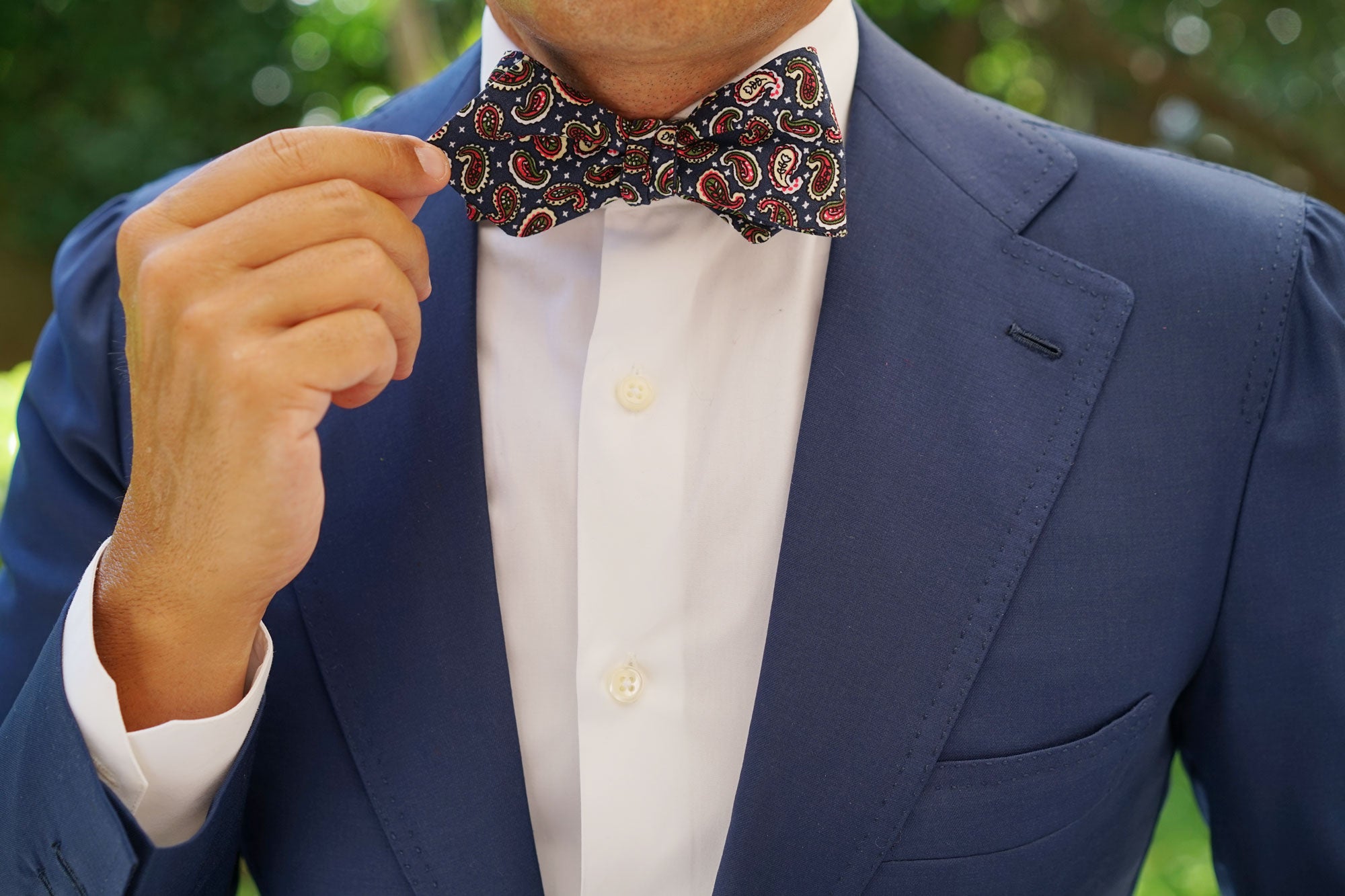 Prague Paisley Blue Floral Diamond Self Bow Tie